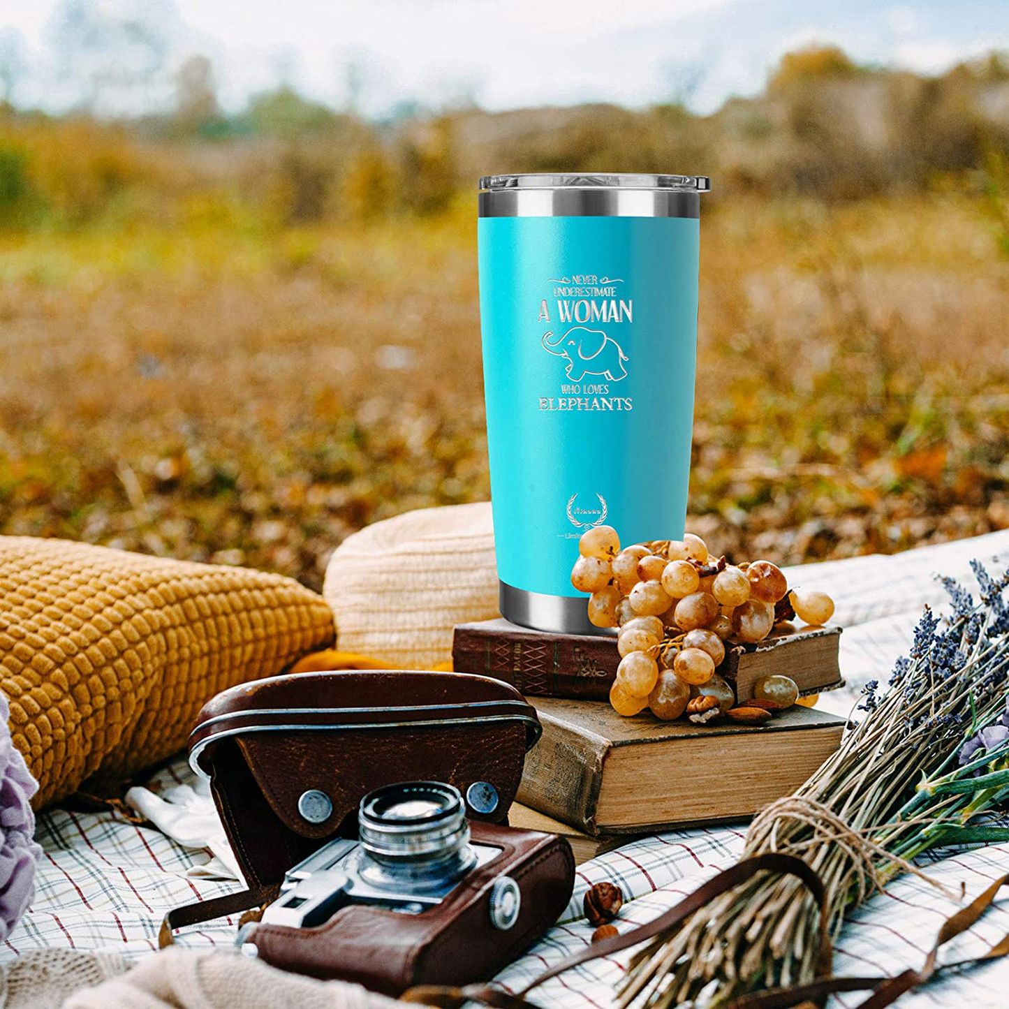 Skørter | Elephant gifts for women - Unique Mother's Day gifts birthday gifts for her funny novelty wine glasses personal gift for girlfriend, colleagues, friends insulated tumbler 20oz blue