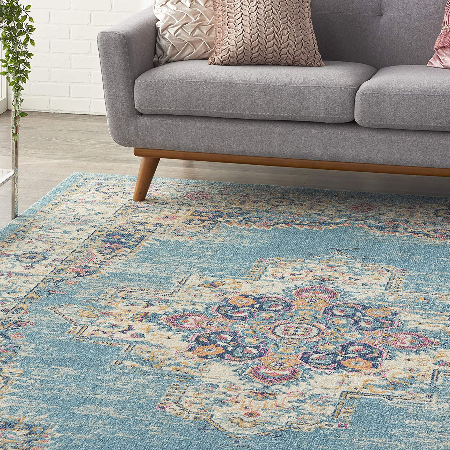 Skørter | Nourison Passion 4' x 6' Ivory Light Blue Rug, 3'9" x 5'9", 5 Feet