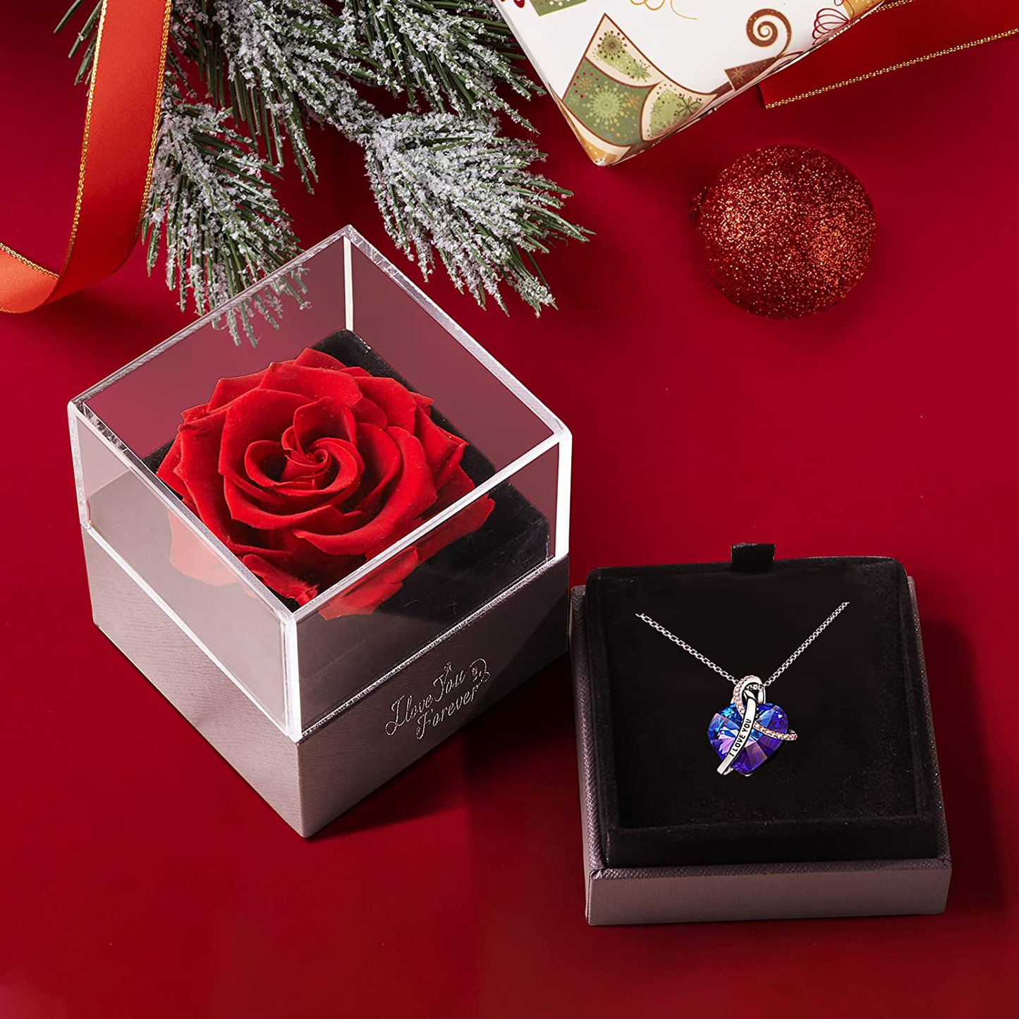 Skørter | EleShow Christmas Preserved Real Rose with I Love You Gifts for Her, Romantic Gifts for Wife Christmas, Anniversary Wedding Valentine's Day Girlfriend Gifts, Birthday Gifts for Women