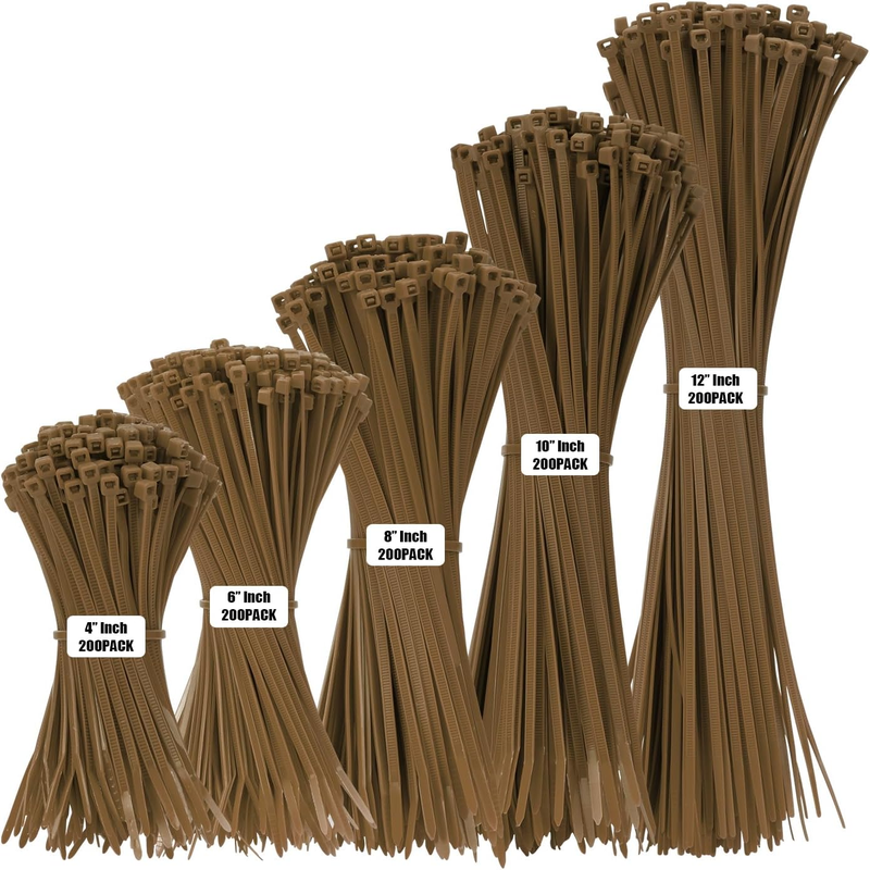 Skorter | 1000 PCS Self-Binding Heavy Duty Cable Zip Ties - 4+6+8+10+12 Inches