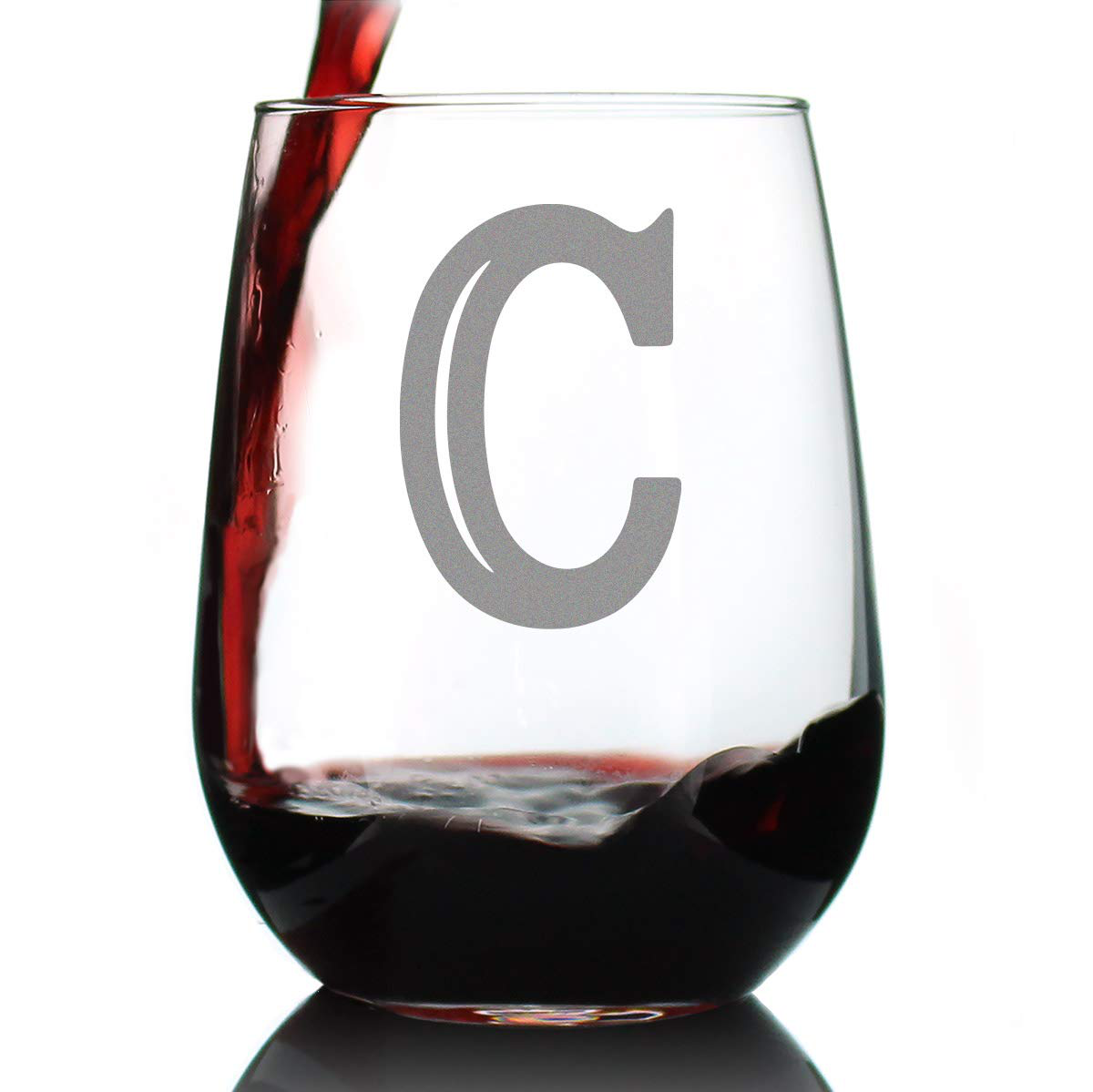 Skorter | Monogram Fet capital letter M - Without stem wine glass - Personalized gifts for women and men - Large engraved glass