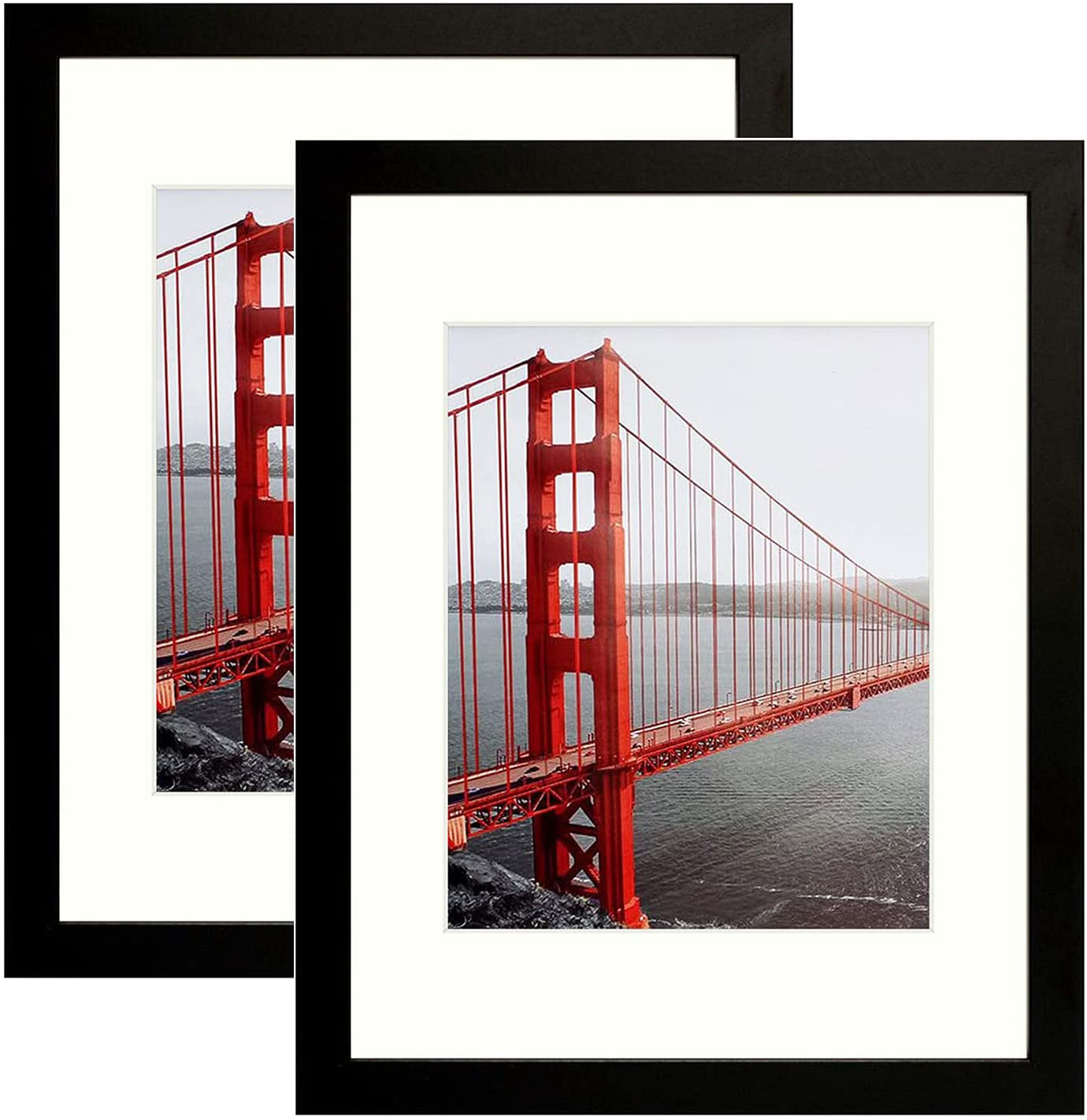 Skorter | Frametory, 11x14 Picture Frame - Made to Display Pictures 8x10 with Mat or 11x14 Without Mat - Wide Profile - Pre-installed Wall Mounting Hardware (White, 1 Pack)
