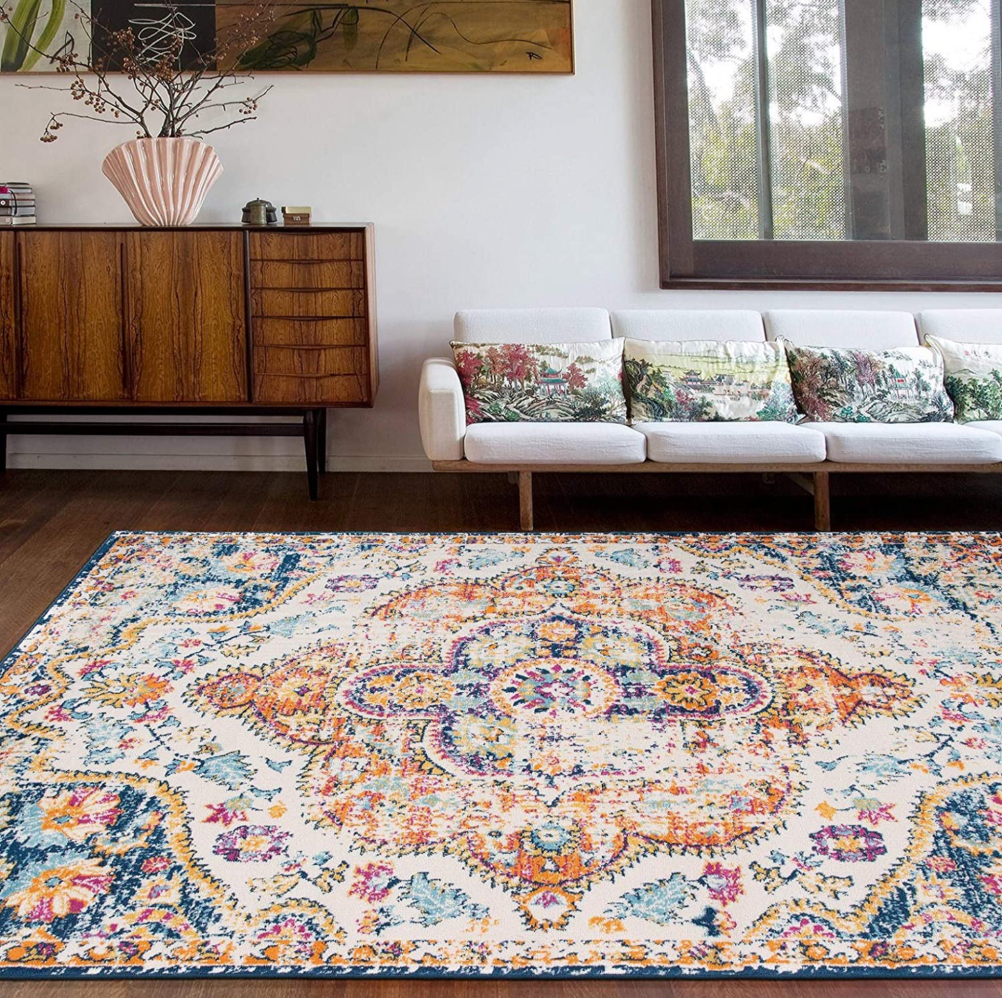 Skørter | Rugshop Vintage Distressed Bohemian Runner Carpet 2' x 7' Ivory