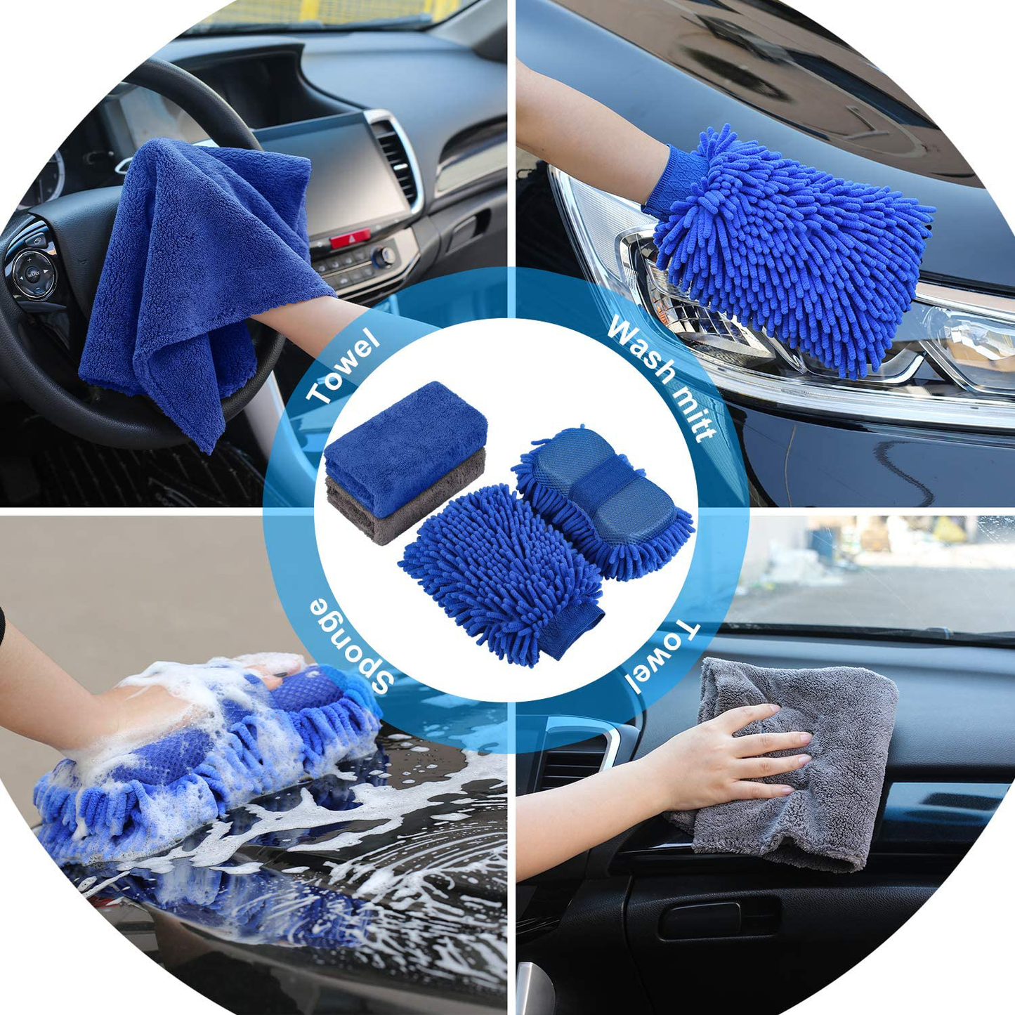 Skørter | AUTODECO 22Pcs Car Wash Cleaning Tool Set Car Detailing Set with Olive Green Leather Bag Foldable Bucket Washing Mitt Sponge Towels Tire Brush Window Scraper Duster Complete Interior Car Care Set