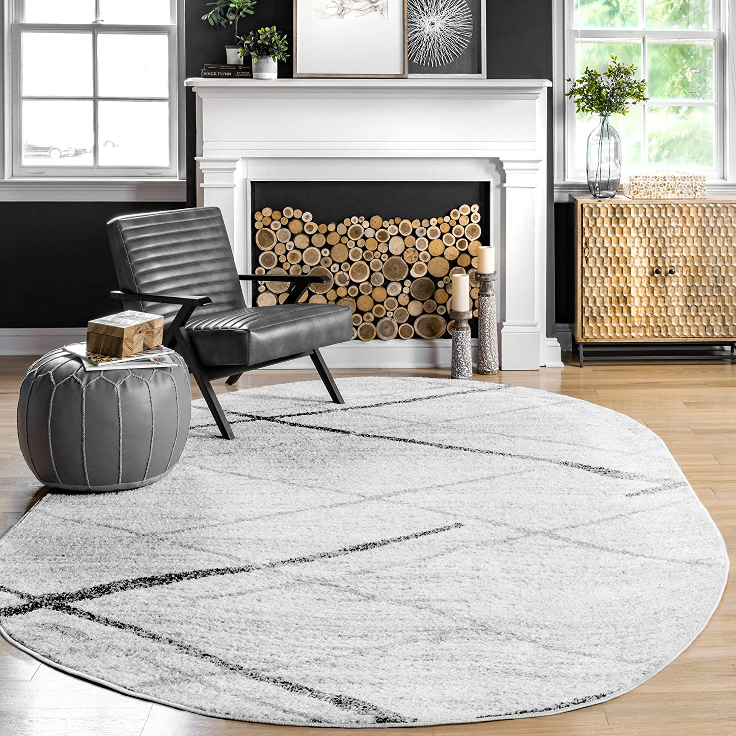 Skørter | nuLOOM Thigpen Modern Area Rug, 3' x 5' Oval, Gray