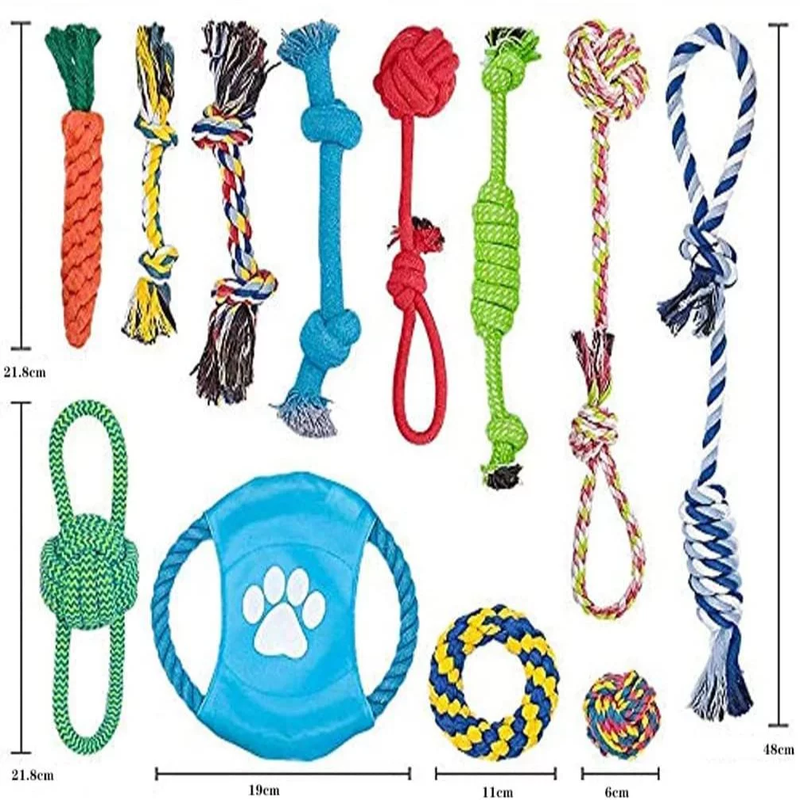 Skorter | 12 Pack Dog Dental Toys for Large Dogs - Aggressive Chewers, 100% Cotton for Teeth Cleaning