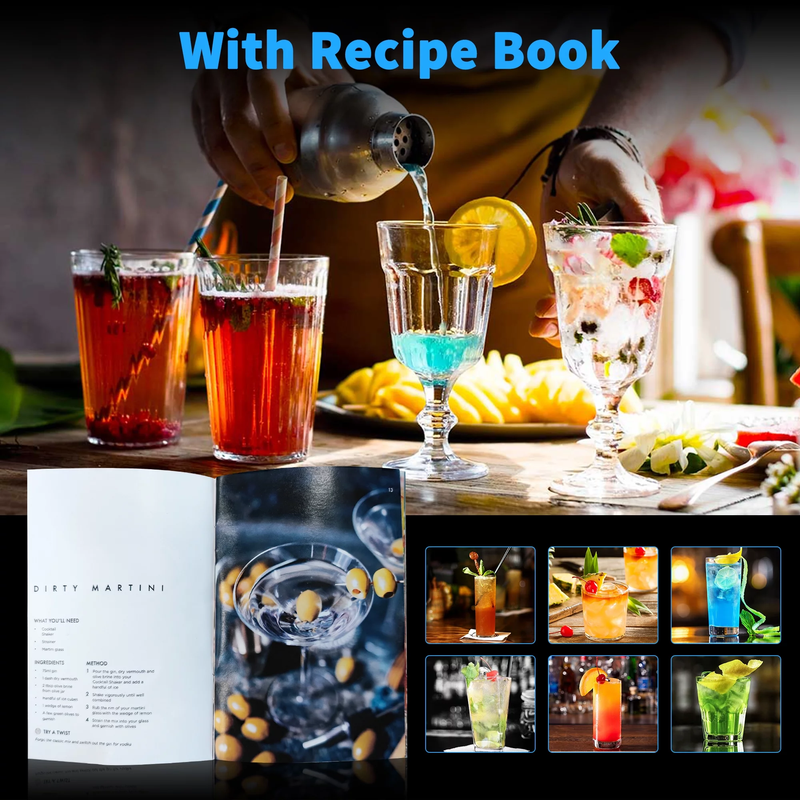 Skørter | 19-piece cocktail shaker set with rotating stand, mixology bartender kit