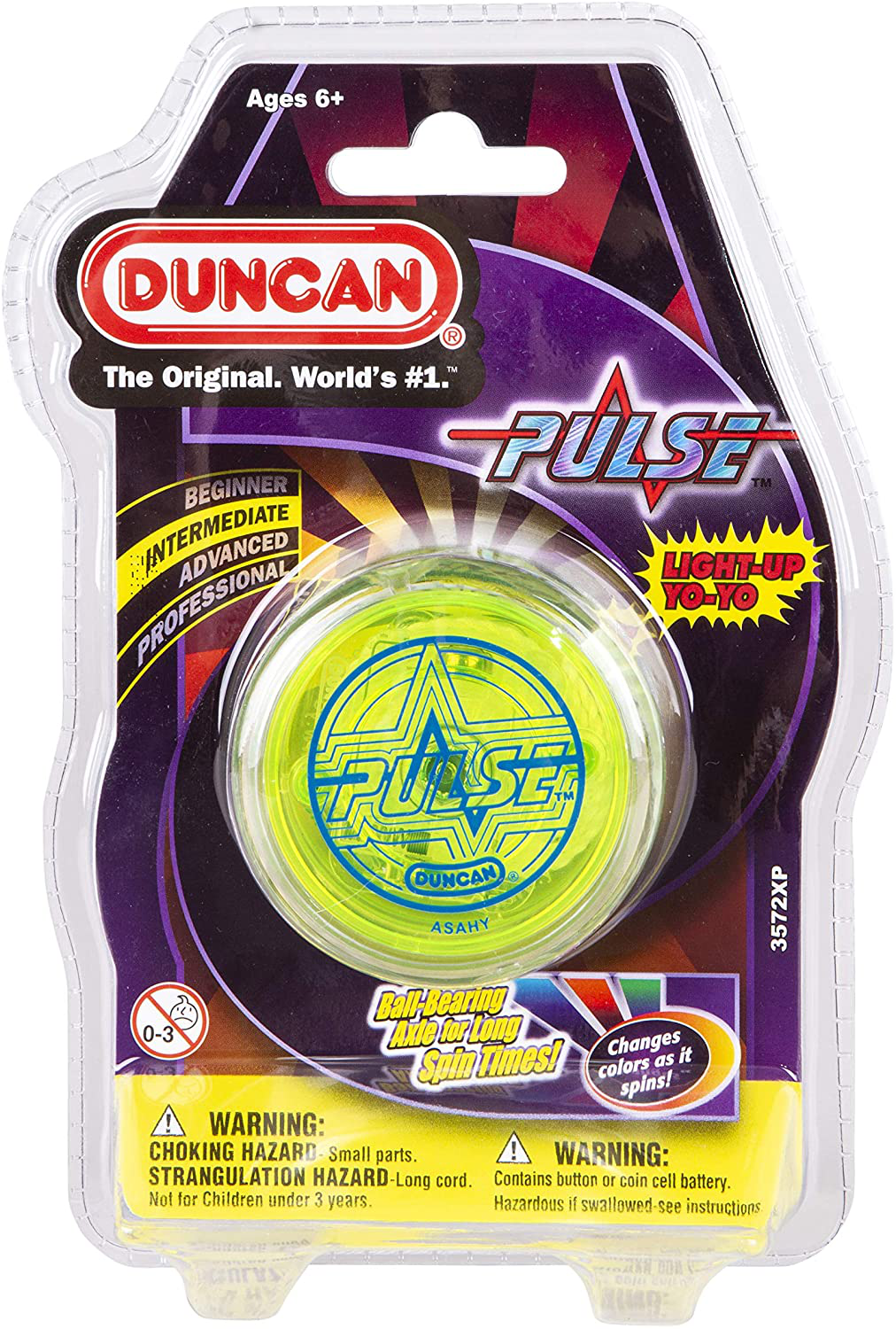 Skorter | Duncan Toys Pulse Led Light-Up Yo-Yo, Intermediate Level Yo-Yo With Ball Bearing Axle And Led Lights, Clear/Green
