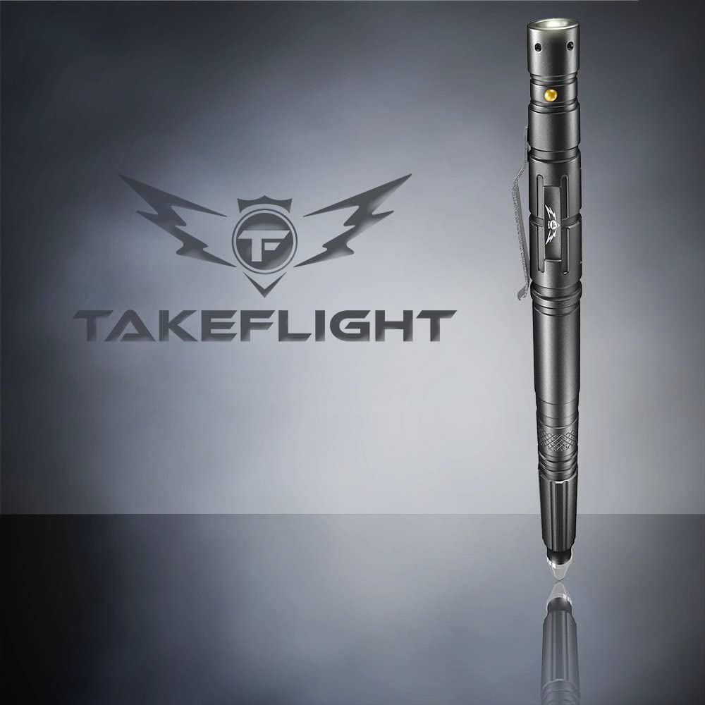Skørter | Tactical Pen Survival Gear – LED Tactical Flashlight Multi Tool – Sturdy, Lightweight EDC Pen Survival Tool – Glass Breaker, Bottle Opener, Screwdriver, Gift Box (Black-Short)
