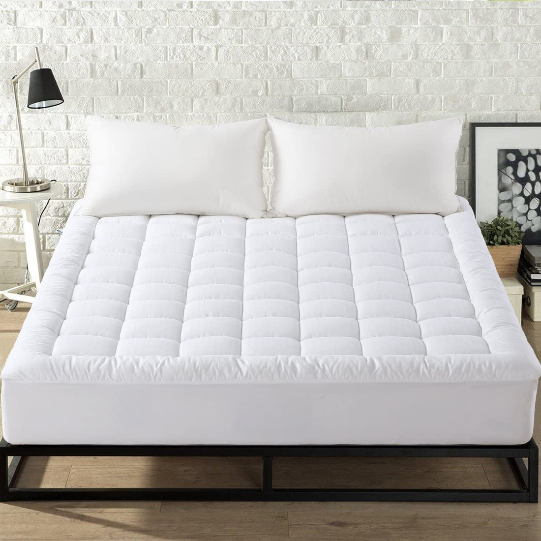 Skorter | Easeland Full Size Mattress Pad Pillow Top Mattress Protector Quilted Fitted Mattress Protector Cotton Top 8-21" Deep Pocket Cooling Mattress Toppers (54x75 Inches, White)