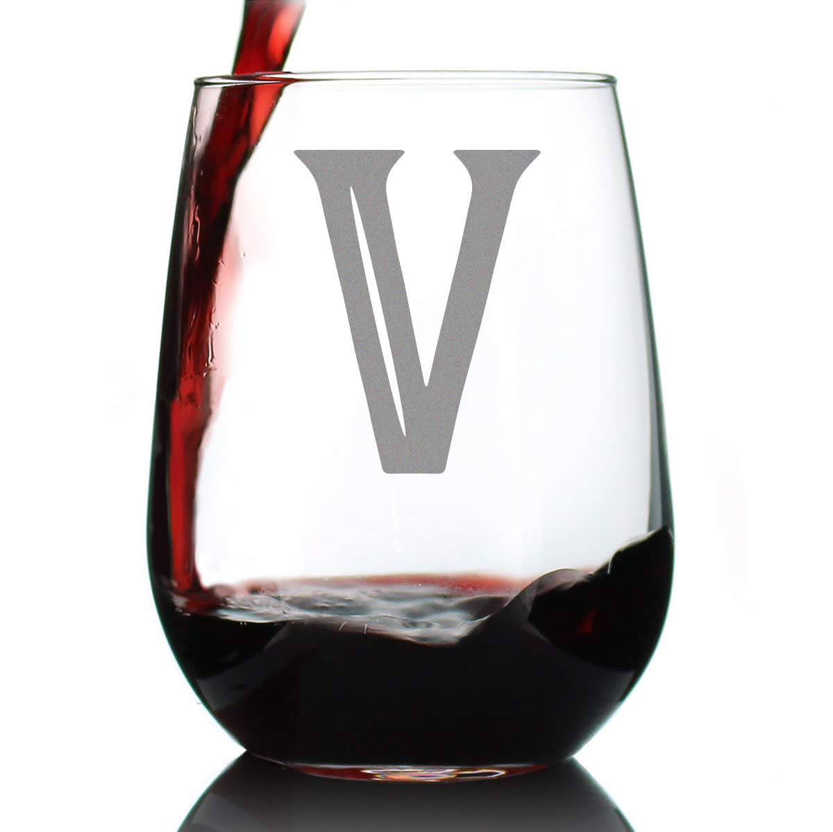 Skorter | Monogram Fet capital letter M - Without stem wine glass - Personalized gifts for women and men - Large engraved glass