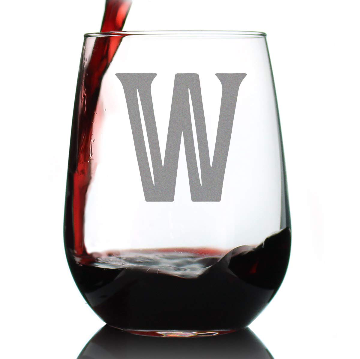 Skorter | Monogram Fet capital letter M - Without stem wine glass - Personalized gifts for women and men - Large engraved glass