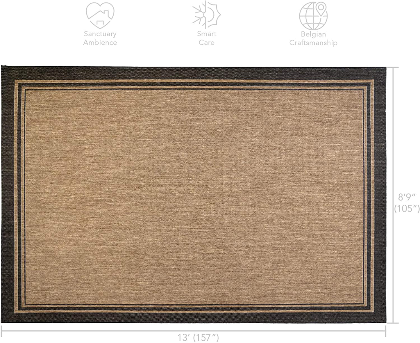 Skørter | Gertmenian Tropical Collection Outdoor Rug Patio Area Rug, 2x6 Runner, Nut Brown Black Edge