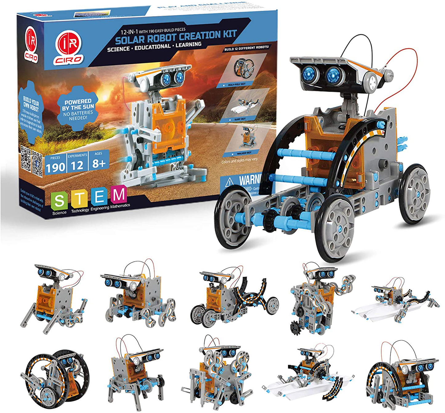 Skørter | CIRO 12-in-1 Solar Robot Toys, STEM educational activities for kids 8-12, 190 pieces building set