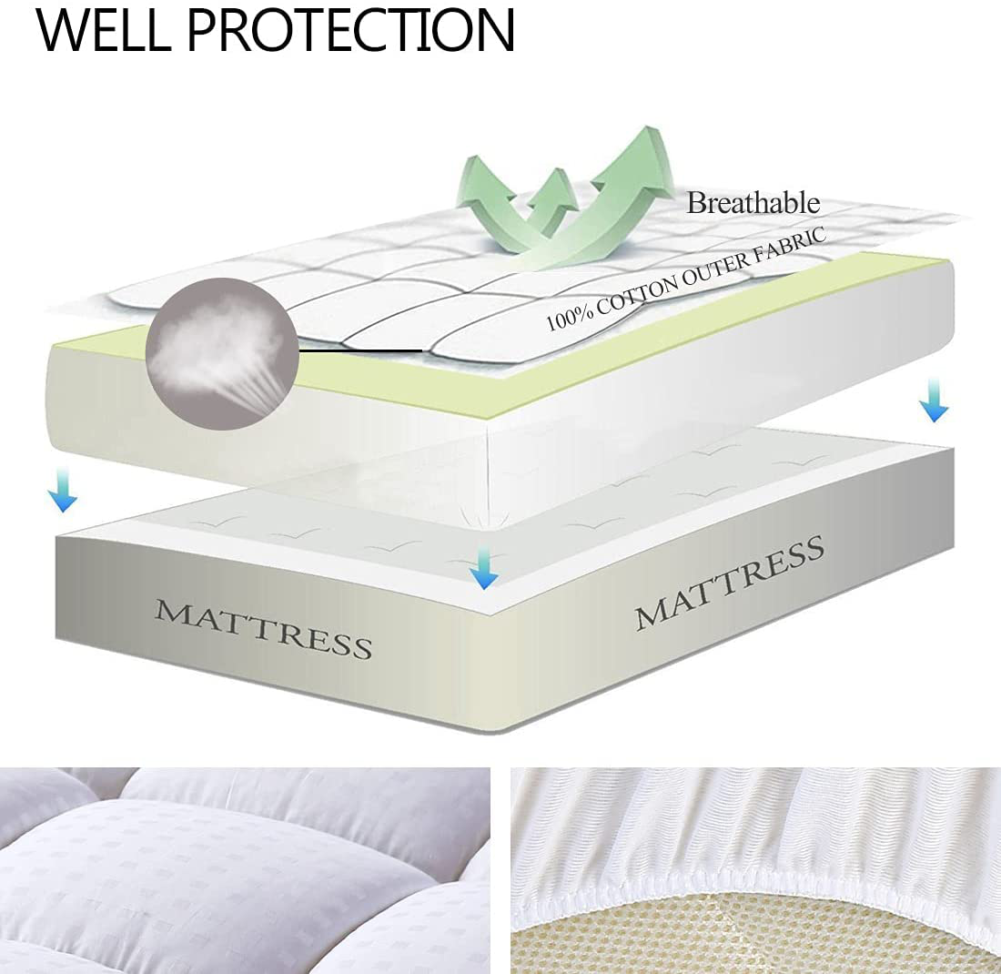 Skorter | Easeland Full Size Mattress Pad Pillow Top Mattress Protector Quilted Fitted Mattress Protector Cotton Top 8-21" Deep Pocket Cooling Mattress Toppers (54x75 Inches, White)