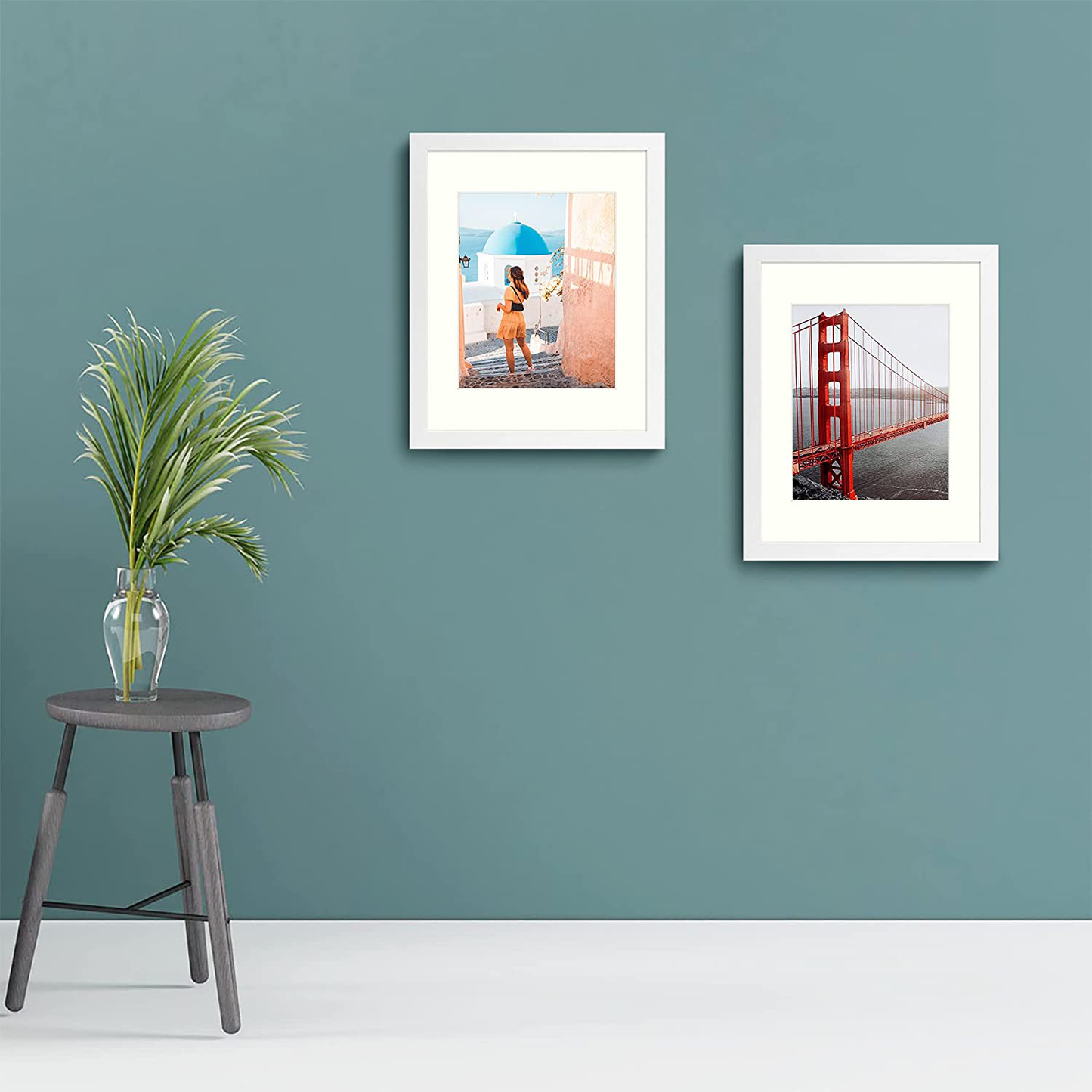 Skorter | Frametory, 11x14 Picture Frame - Made to Display Pictures 8x10 with Mat or 11x14 Without Mat - Wide Profile - Pre-installed Wall Mounting Hardware (White, 1 Pack)
