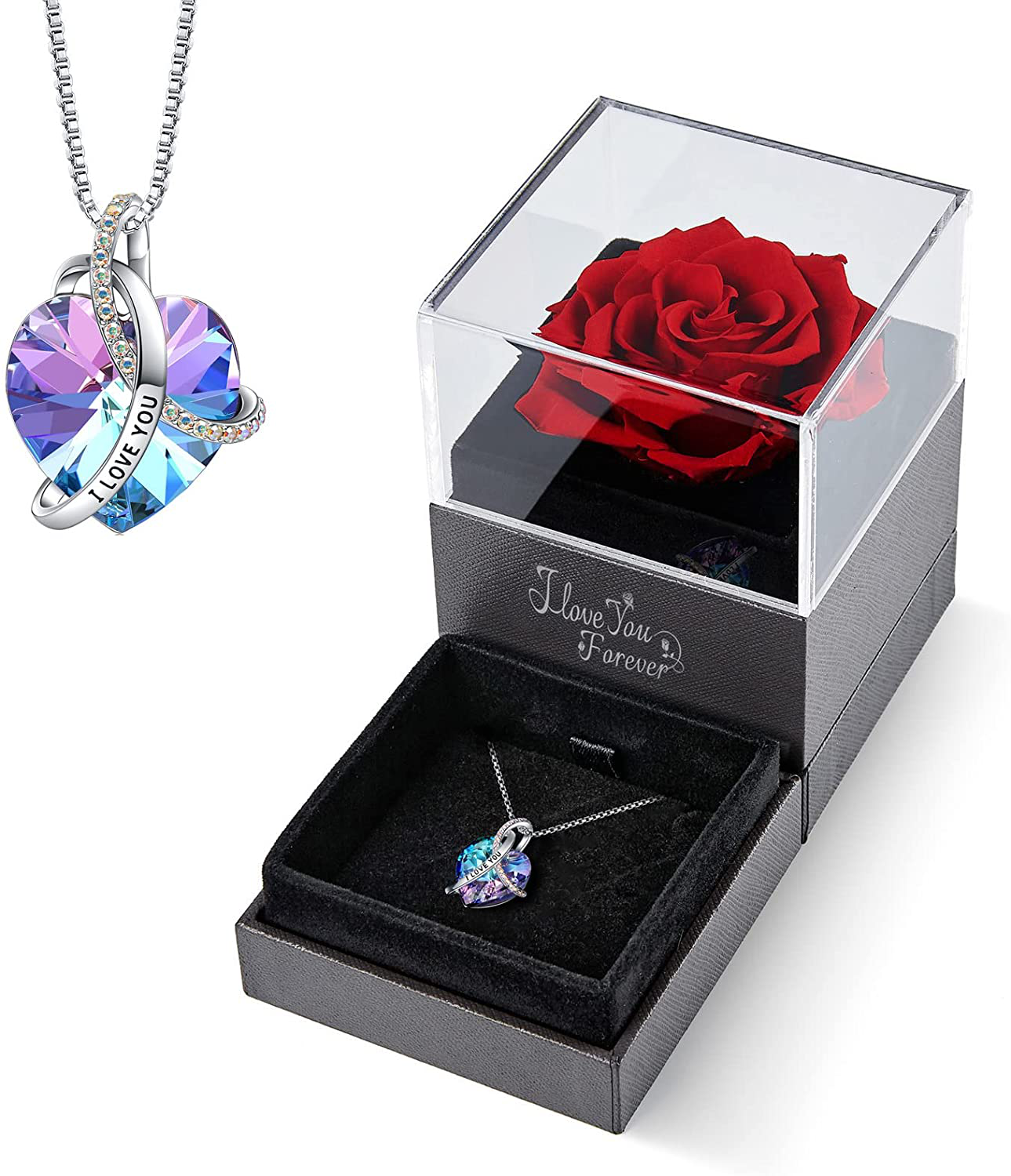 Skørter | EleShow Christmas Preserved Real Rose with I Love You Gifts for Her, Romantic Gifts for Wife Christmas, Anniversary Wedding Valentine's Day Girlfriend Gifts, Birthday Gifts for Women