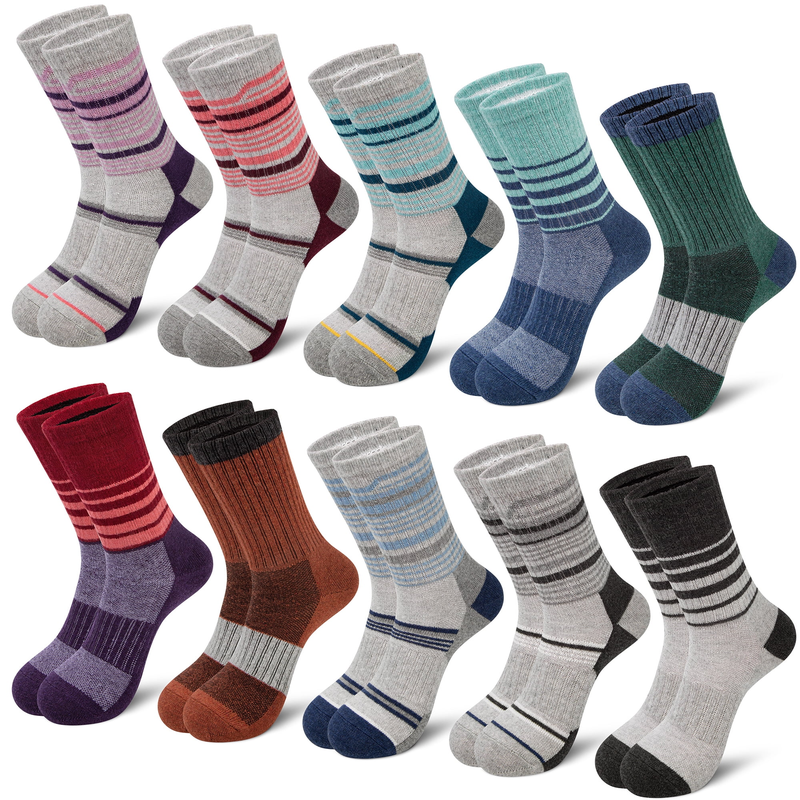 Skorter | 10 Pair Women's Warm Wool Socks - Thick Knitted Thermal Boot Crew