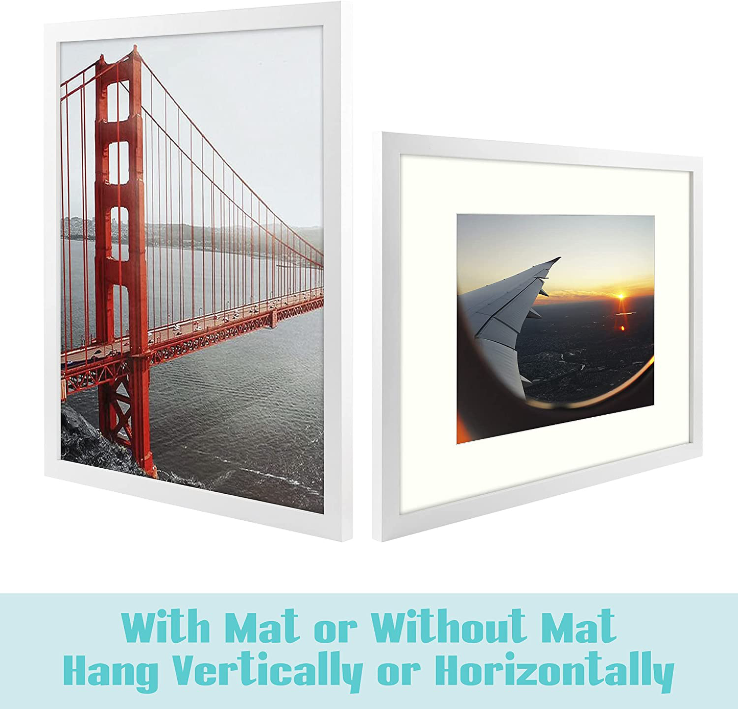 Skorter | Frametory, 11x14 Picture Frame - Made to Display Pictures 8x10 with Mat or 11x14 Without Mat - Wide Profile - Pre-installed Wall Mounting Hardware (White, 1 Pack)