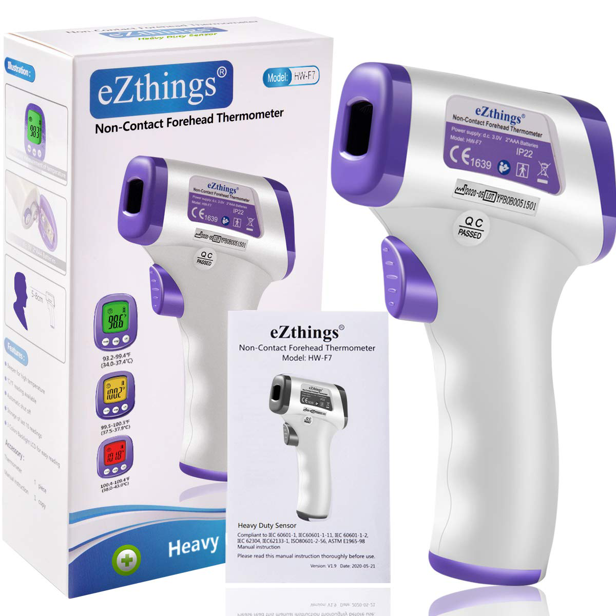 Skørter | Heavy Thermometer Infrared Forehead High Caliber Sensor No Contact with LCD Display for Medical Offices, Hospitals