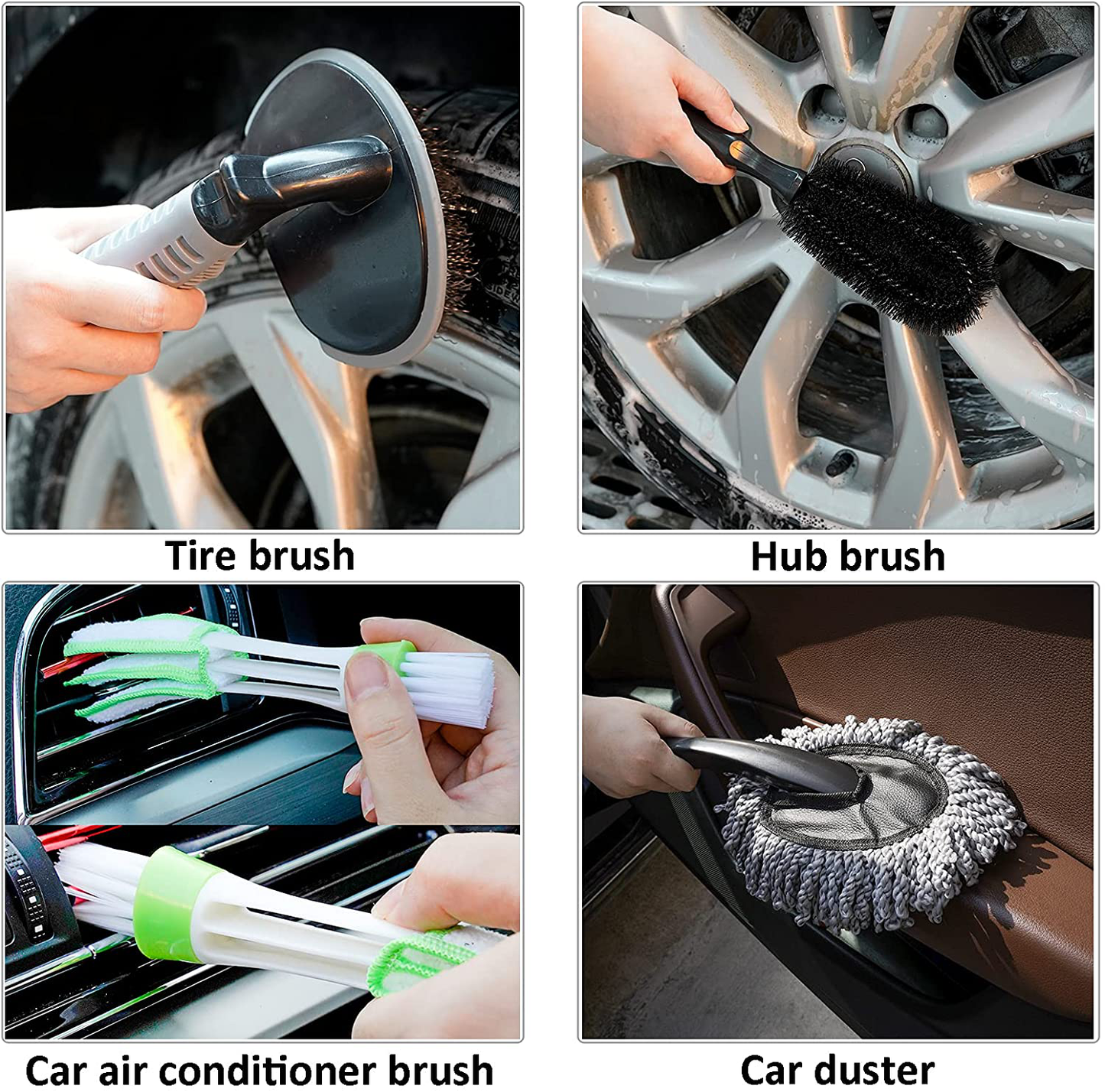 Skørter | FORCAR 15pcs Car Cleaning Set, Car Wash Brush with 43" Long Handle, Chenille Microfiber Mitt, Extendable Long Rod Water Scraper for Interior and Exterior Car Detailing Set