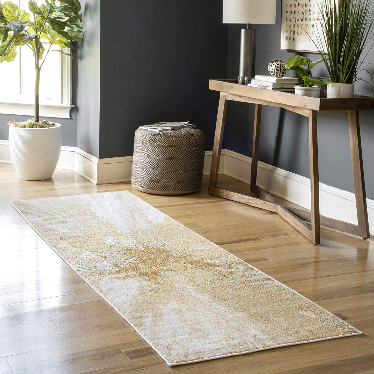 Skørter | nuLOOM Cyn Abstract Area Rug, 3 x 5 Feet, Gold