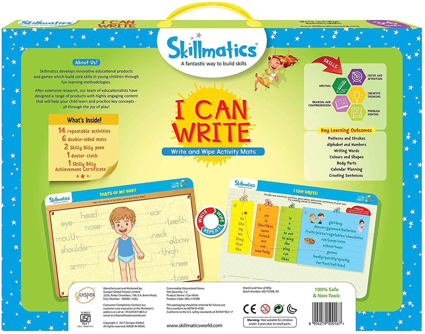 Skørter | Skillmatics educational game: preschool master (3-6 years) | Wipeable and reusable activity mats with 2 wipeable markers | Learning tool for boys and girls 3, 4, 5, 6 years