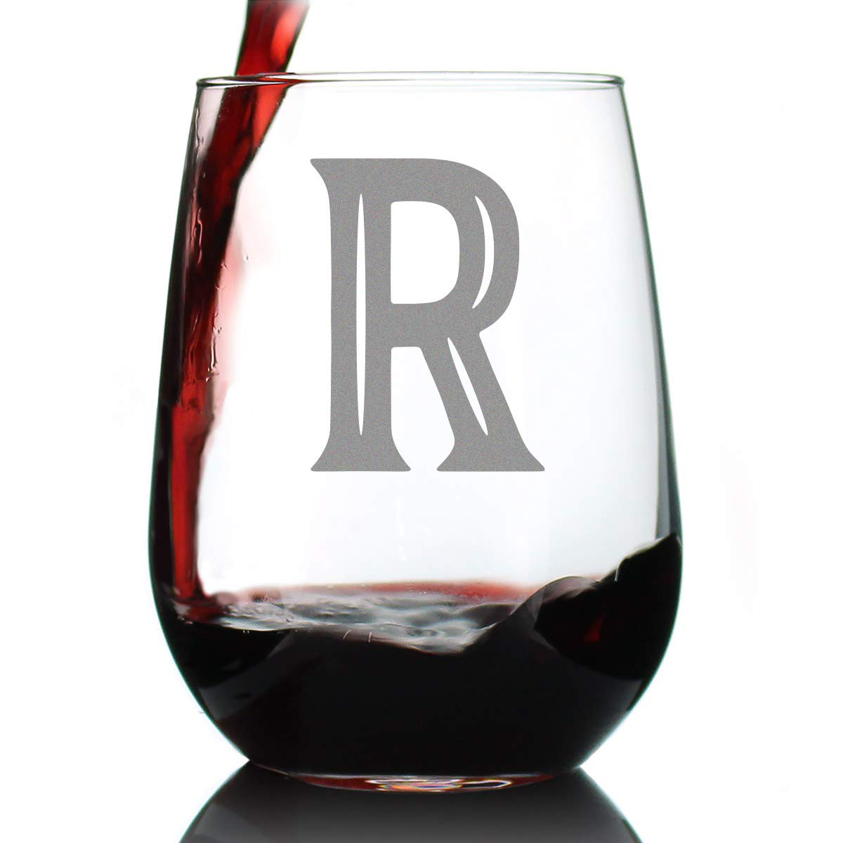 Skorter | Monogram Fet capital letter M - Without stem wine glass - Personalized gifts for women and men - Large engraved glass