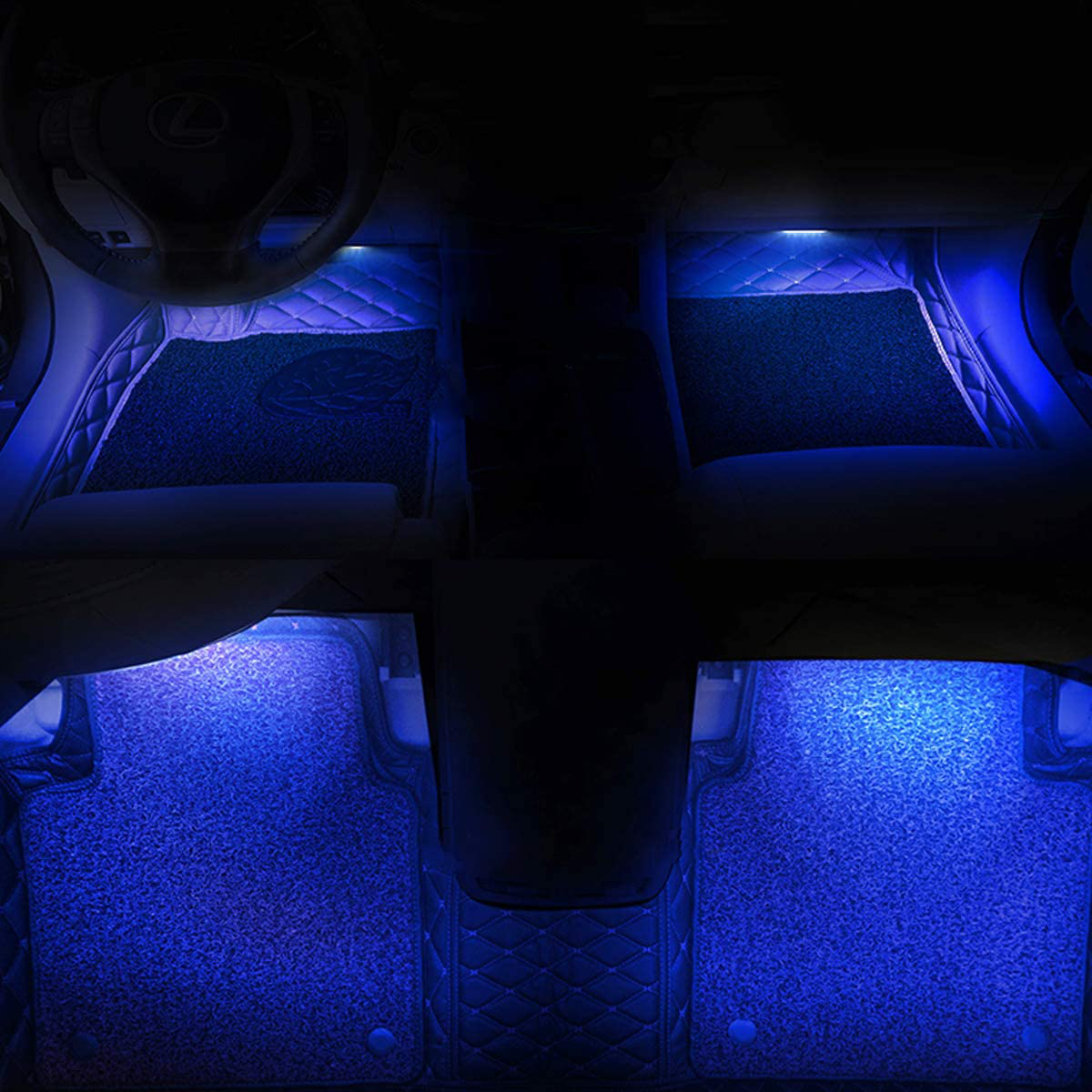 Skørter | RGB Interior car lamps, 2-in-1 Design 4pcs 48 LED App Control, Remote Control, Music Mode, DIY Mode, Scene Mode, DC 12V