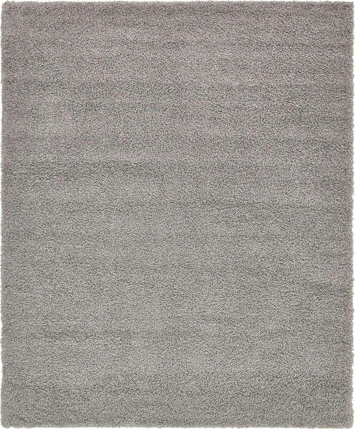 Skørter | Unique Loom Solo Solid Shag Collection Area Modern Plush Rug Luxurious & Soft, 5', Graphite Gray