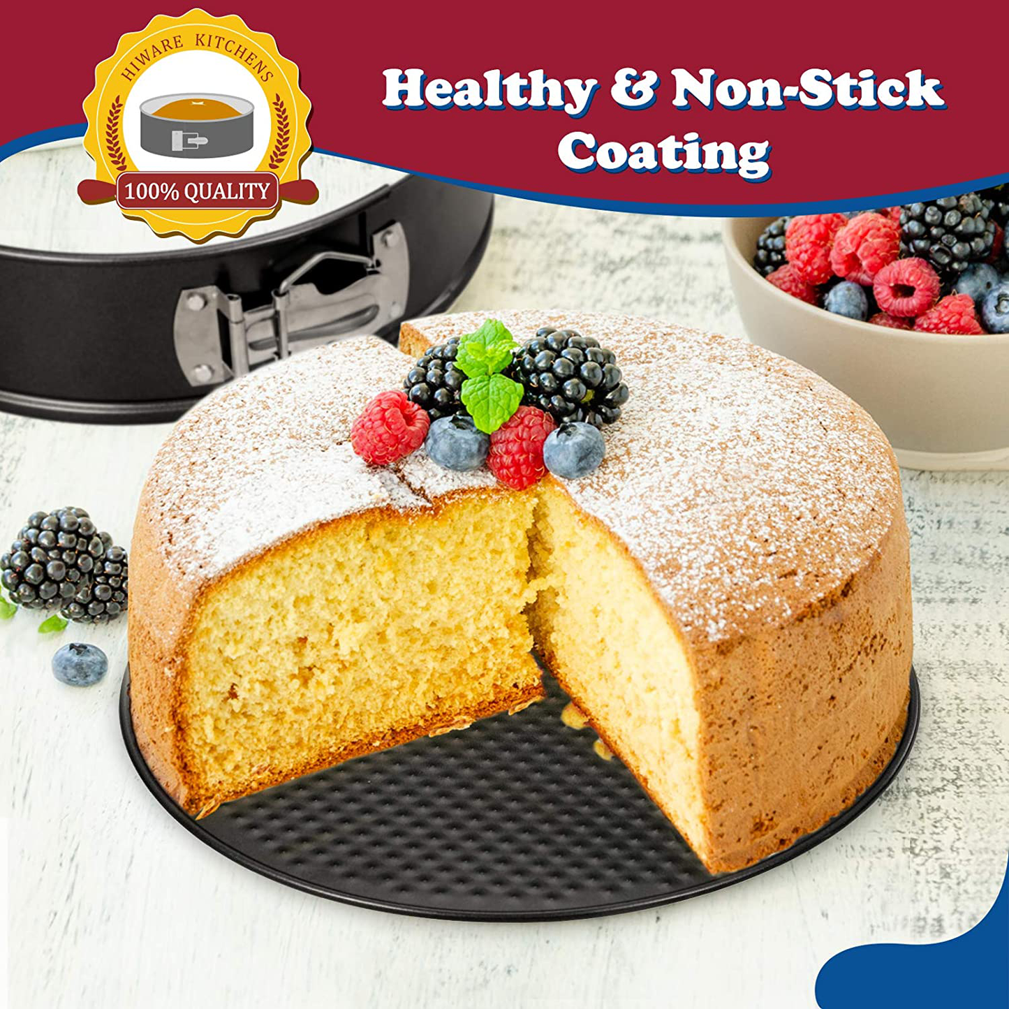 Skørter | Hiware 10 Inch Non-stick Springform Pan with Detachable Bottom / Leak-proof Cheesecake Pan with 50 Pcs Parchment Paper