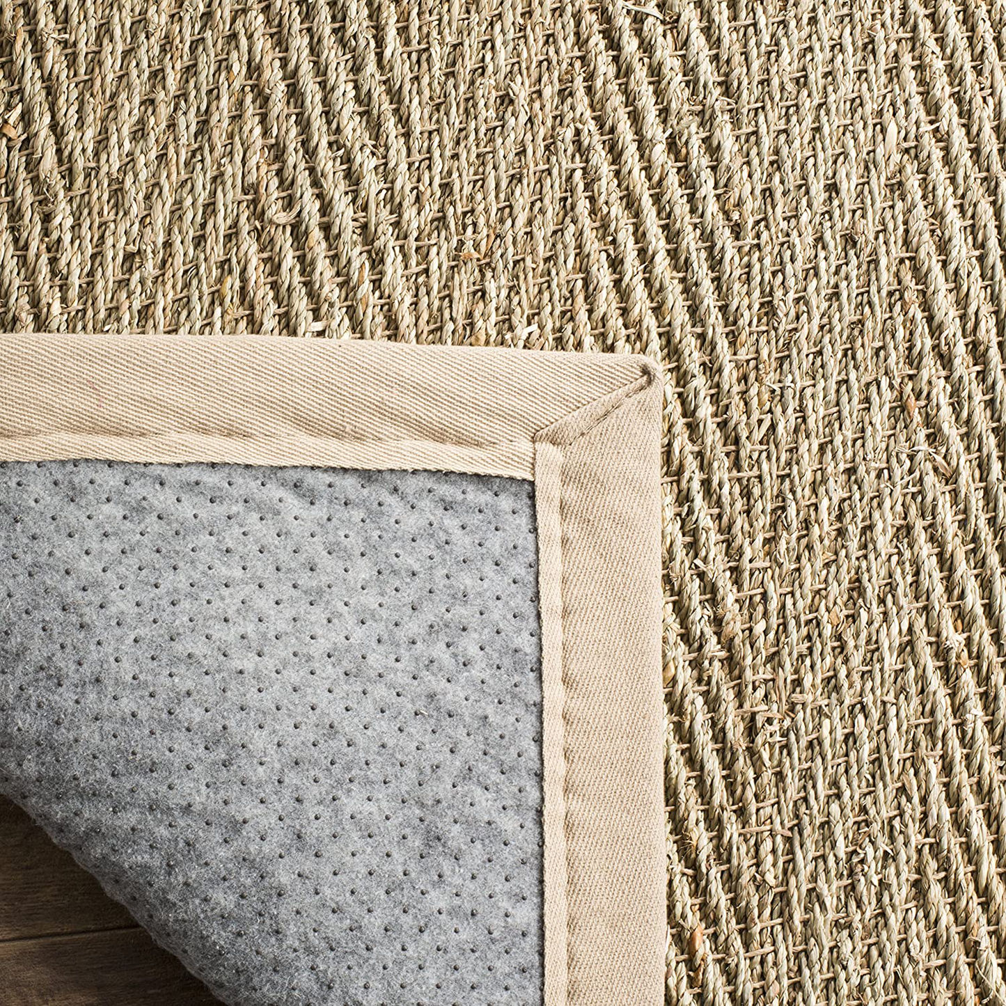 Skørter | Safavieh Natural Fiber Collection NF115C Border Herringbone Seagrass Area Rug, 3' x 5', Black