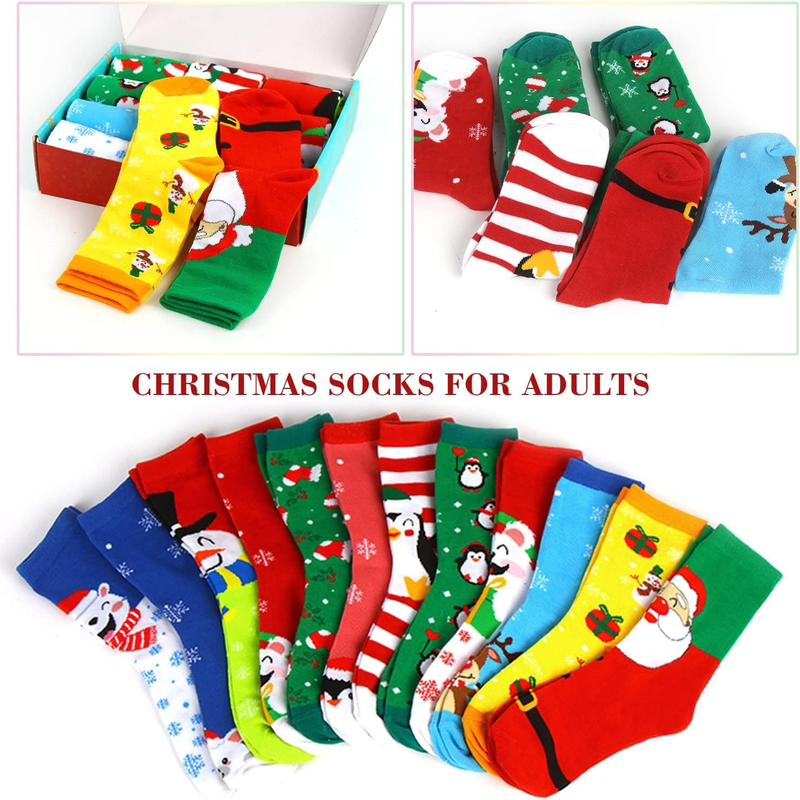 Skorter | 12 Pair Christmas Socks Winter Fun Unisex Gift Socks for Family