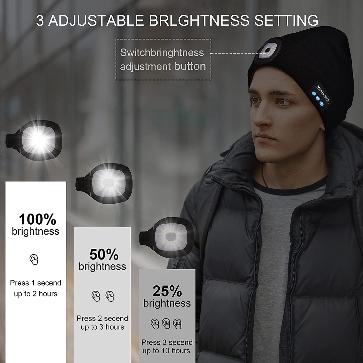 Skørter | Keains Unisex Bluetooth Beanie hat with light, upgraded musical knitted hat with headphones and built-in stereo speakers & microphone, LED hat for running and hiking, Christmas gift for men women dad