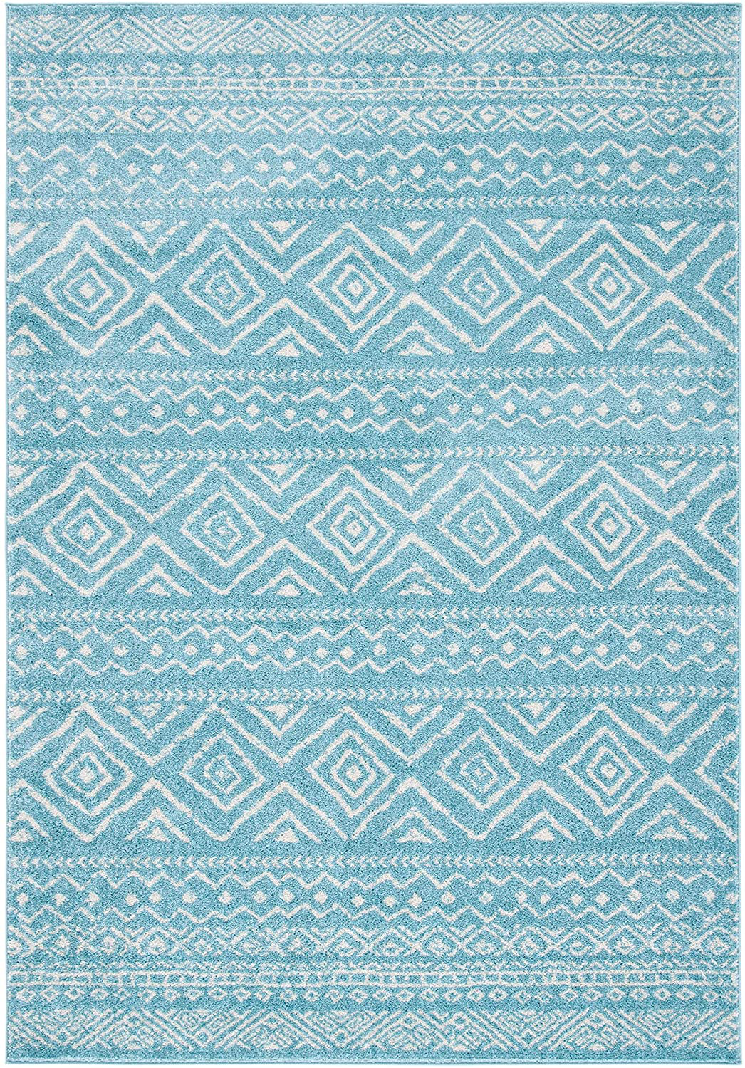 Skørter | Safavieh Tulum Collection TUL267K Moroccan Boho Distressed Non-Shedding Stain Resistant Living Room Bedroom Area Rug, 2' x 5', Turquoise / Ivory