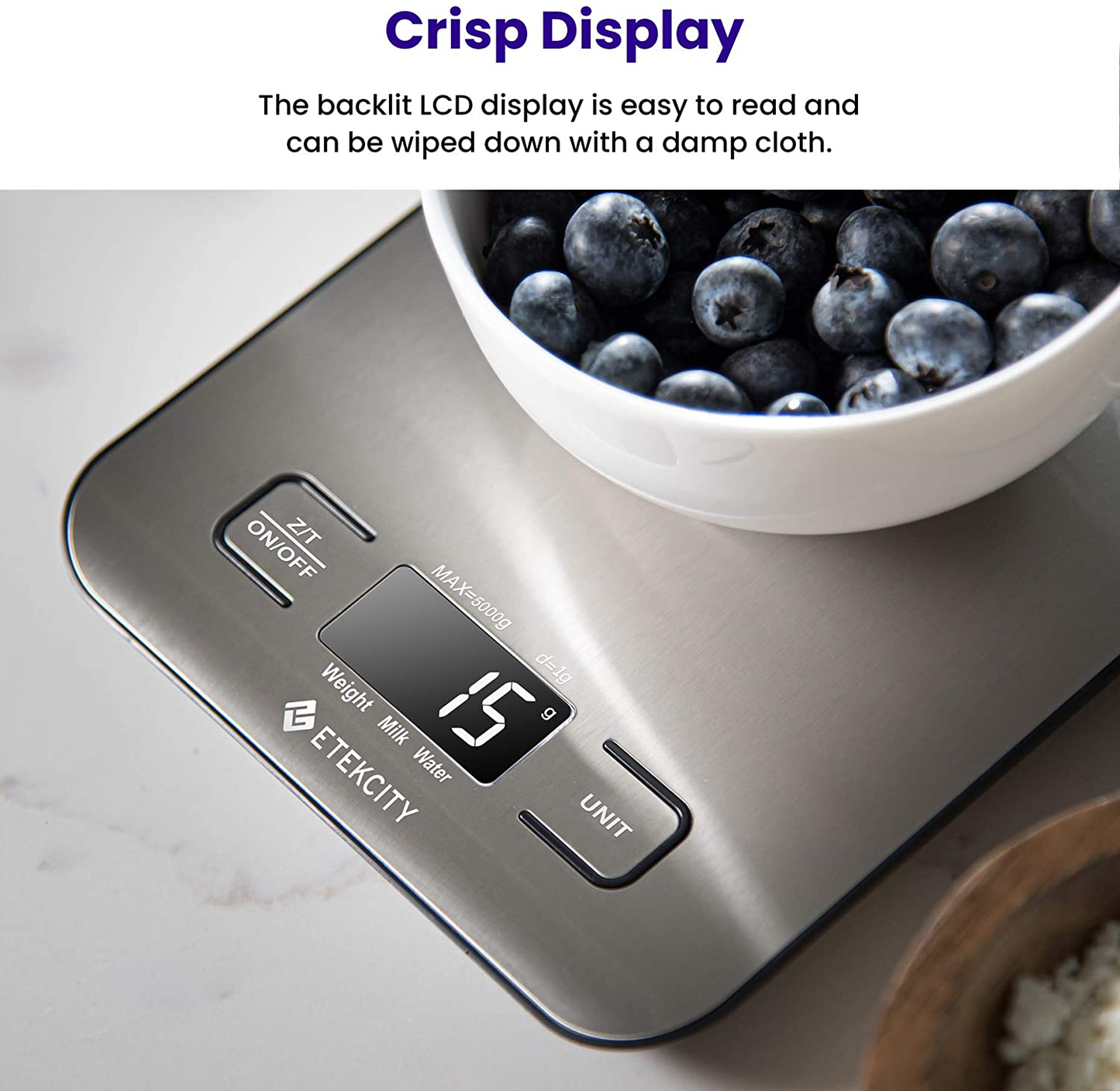 Skorter | Etekcity Nutrition Kitchen Scale, Digital Gram and Ounce for Weight Loss, Baking, Cooking, Keto and Meal Prep, Large, 304 Stainless Steel