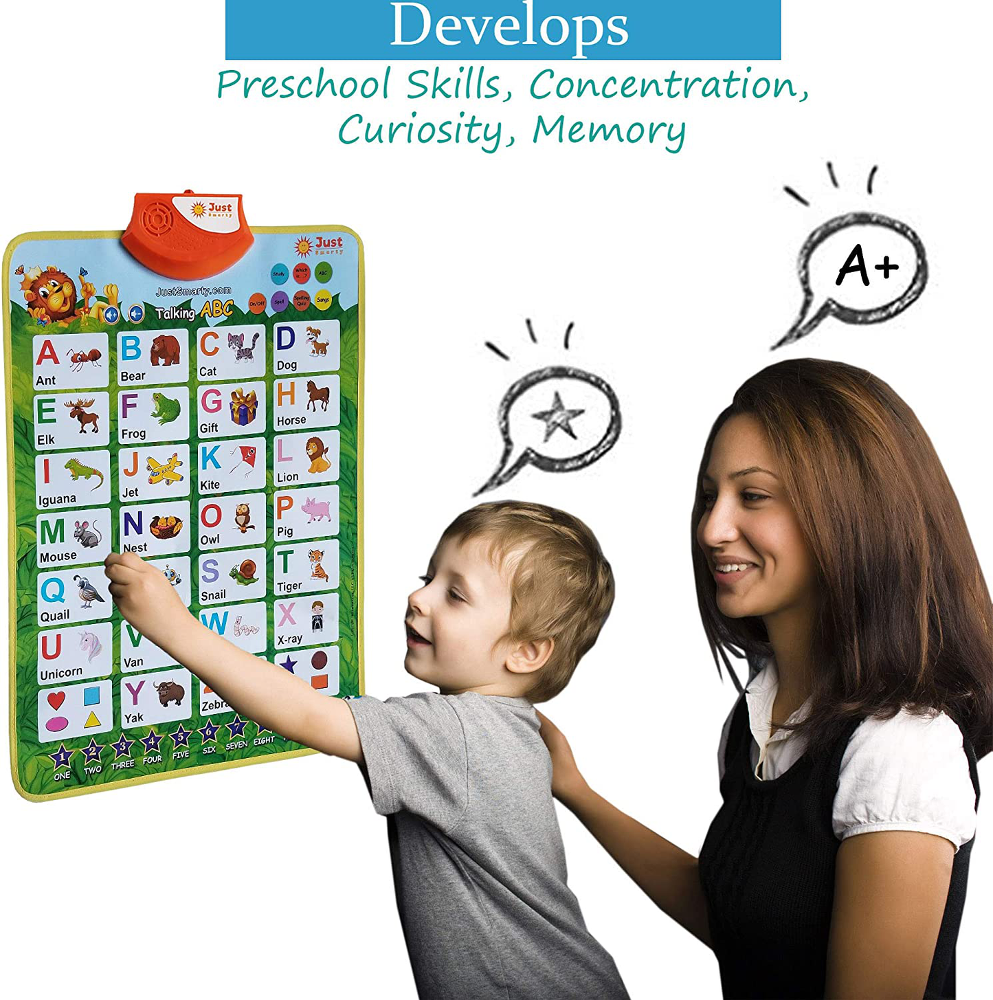 Skørter | Just Smarty Interactive ABC and 123 Learning Poster, Pink