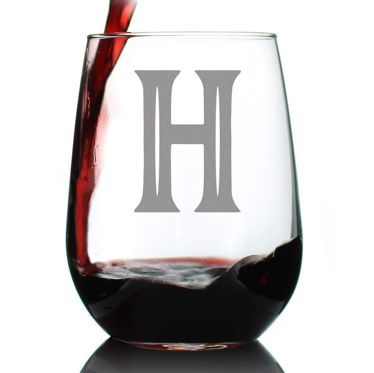 Skorter | Monogram Fet capital letter M - Without stem wine glass - Personalized gifts for women and men - Large engraved glass