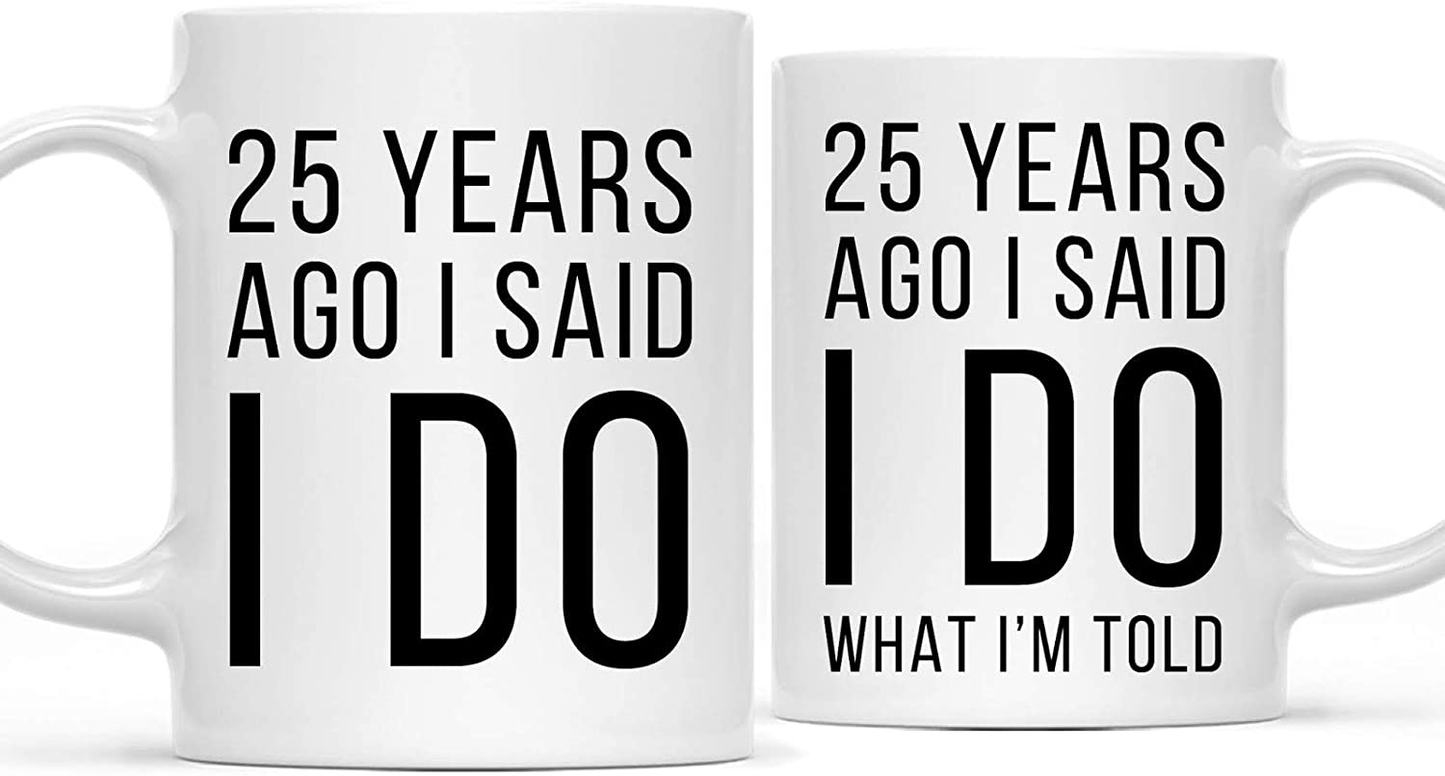 Skørter | Andaz Press Funny 50th Wedding Anniversary 11oz. Couple Coffee Mug Gag Gift, 50 years ago I said yes, I said yes to what I'm told, 2-Pack with gift box for husband spouse parents