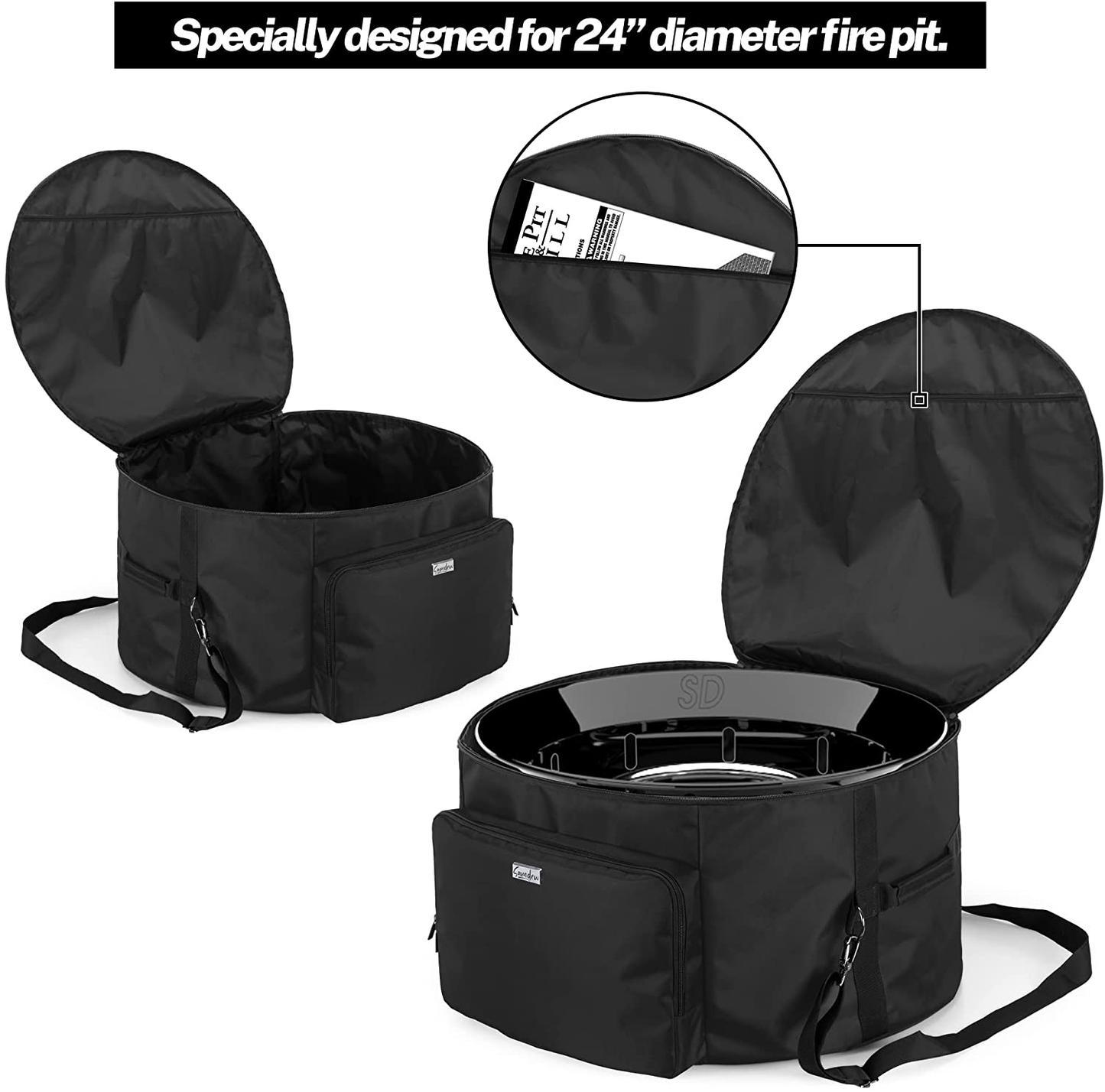 Skørter | SAMDEW 24-inch outdoor fire pit bag compatible with Outland Firebowl model 883 885, Firebowl travel carry axe for 24-inch diameter propane gas fire pit, black, bag only