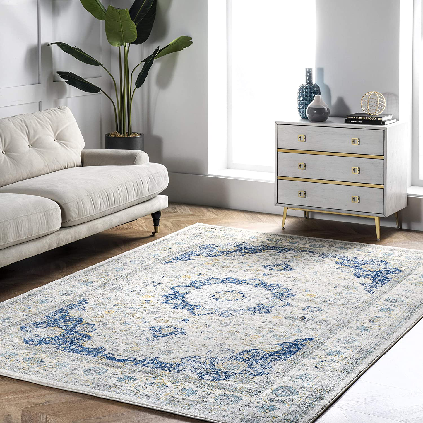 Skørter | nuLOOM Paisley Verona Vintage Persian Rug, 3' x 5' Oval, Blue