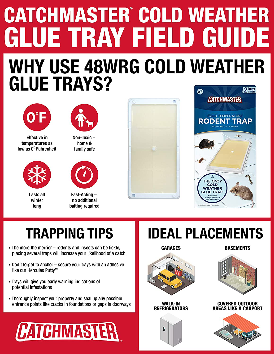Skørter | Catchmaster Rat, Mouse, Opossum, and Insect Cold Weather Professional Strength Glue Traps - Non-Toxic - 6 Limb Boards