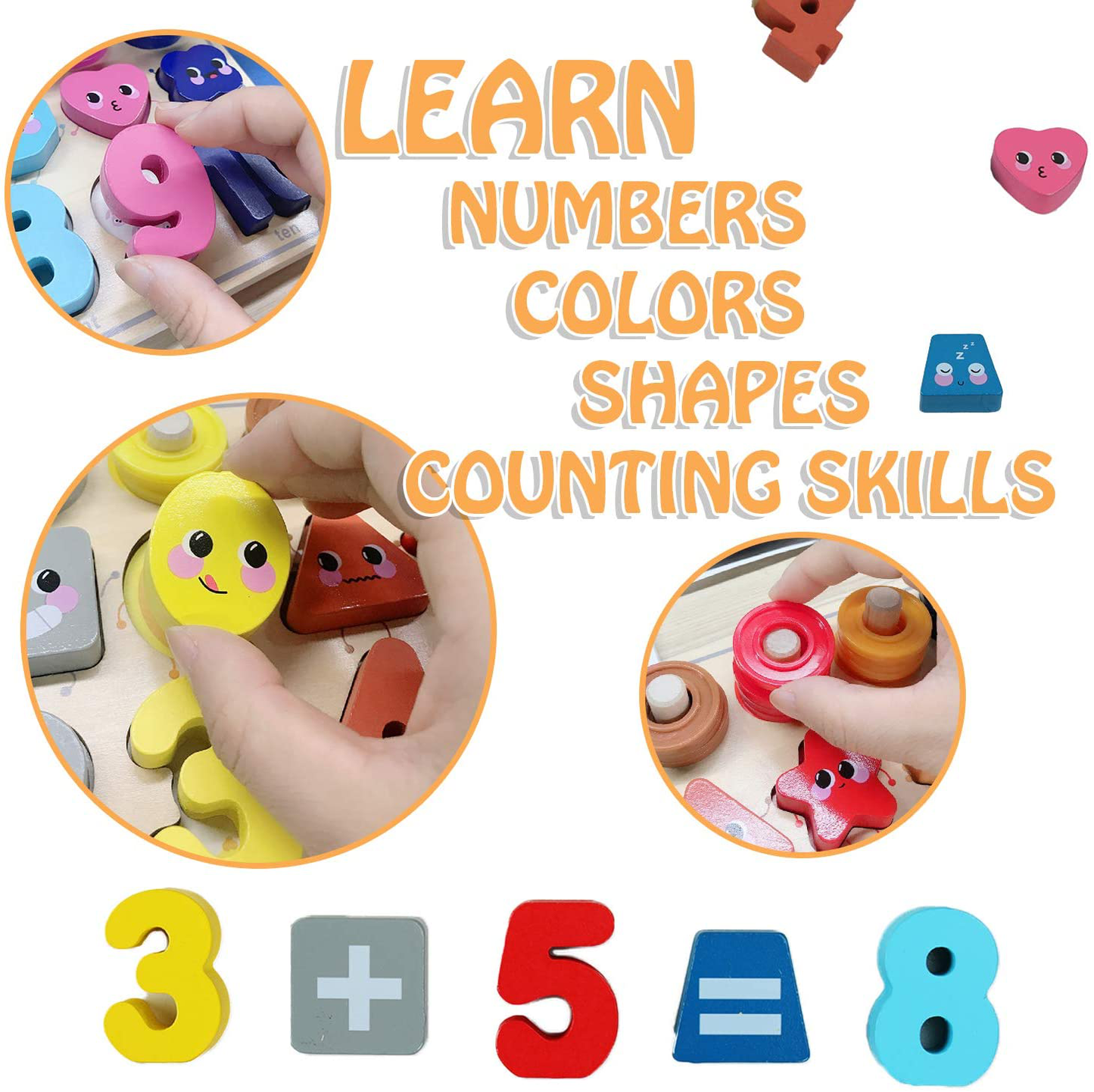 Skørter | QZMTOY Counting Shape Stacker Wooden Counting Sorting Stack Tower with Wooden Colorful Number Shape Mathematical Blocks for Kids Kindergarten Educational Toys