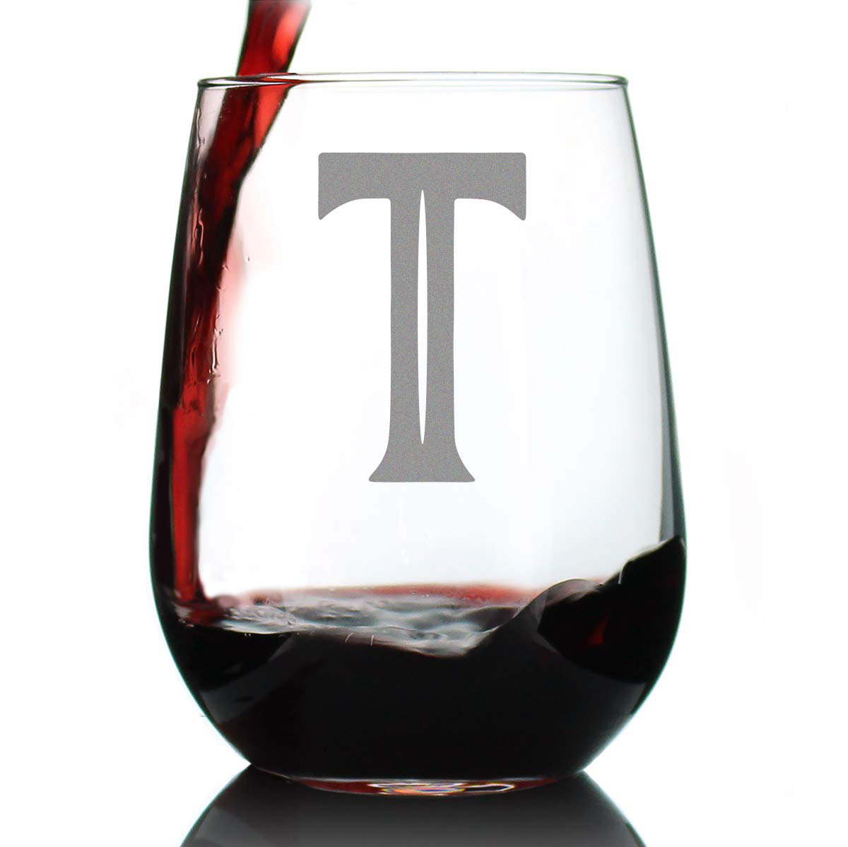 Skorter | Monogram Fet capital letter M - Without stem wine glass - Personalized gifts for women and men - Large engraved glass