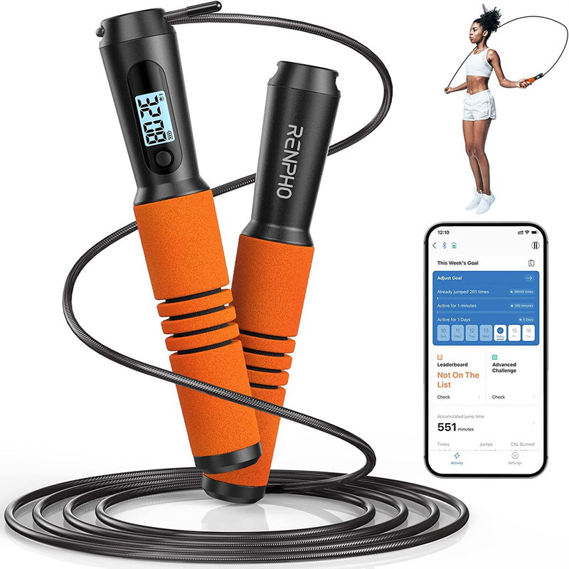 Skørter | Smart Jump Rope with APP Tracking, Tangle-Free Adjustable Rope with Counter for Workouts