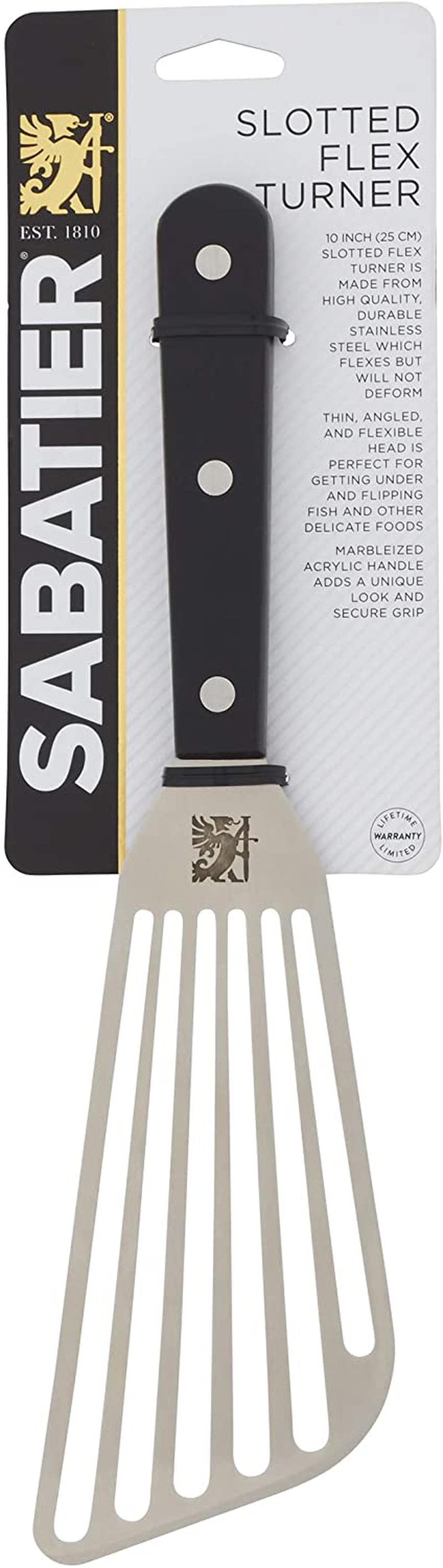 Skorter | Sabatier, Black Flex Turner, Triple Rivet Stainless Steel Angled Fish