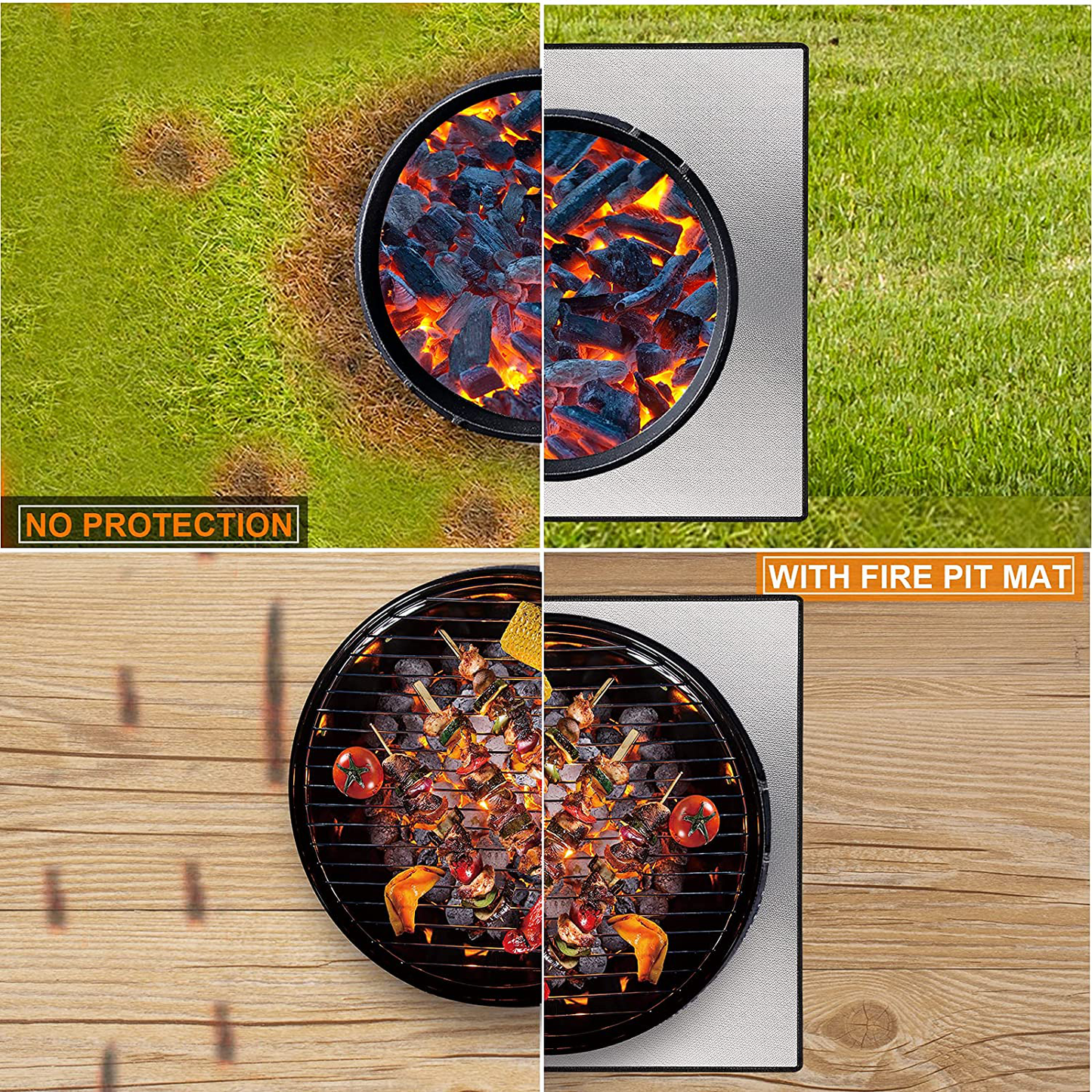 Skørter | 36" Diameter Round Fireproof Mat Fire Pit Mat, DocSafe 3 Layer Fire Pad for Patio, Terrace, Grass, Lawn, Heat Protector, Fire Resistant Mat for Outdoors, Fire Pit Accessories, Easy to Clean