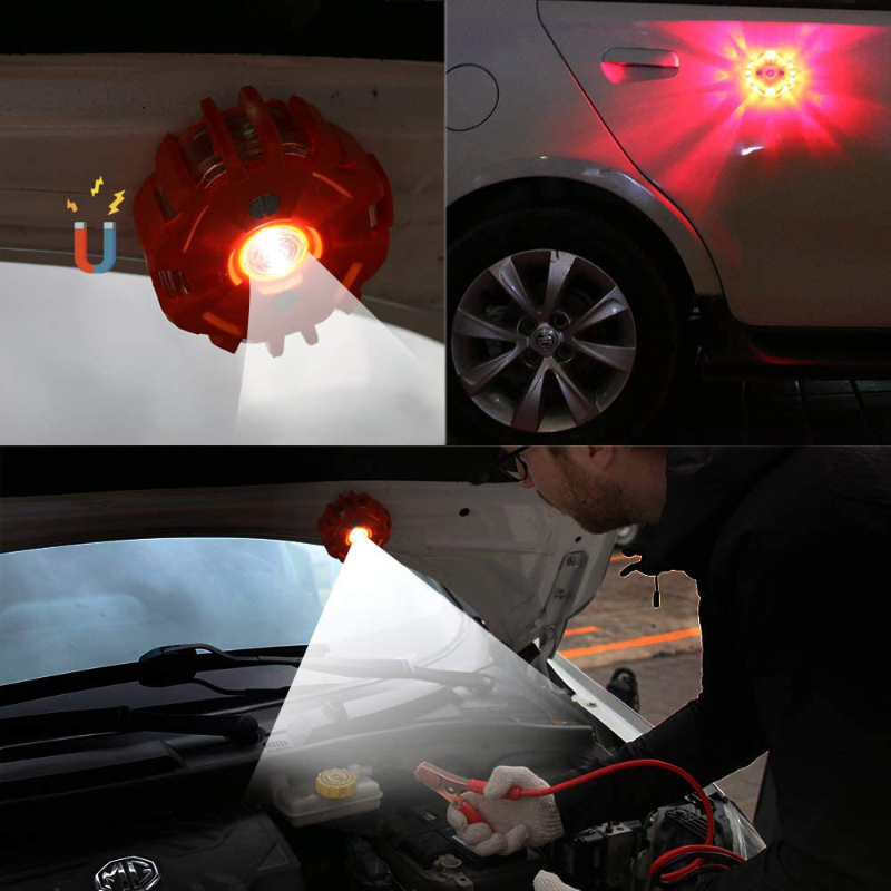Skorter | Emergency Roadside Assistance Safety Kit - First Aid Kit, Jumper Cables, LED Warning Light, Work Gloves, Tools and More