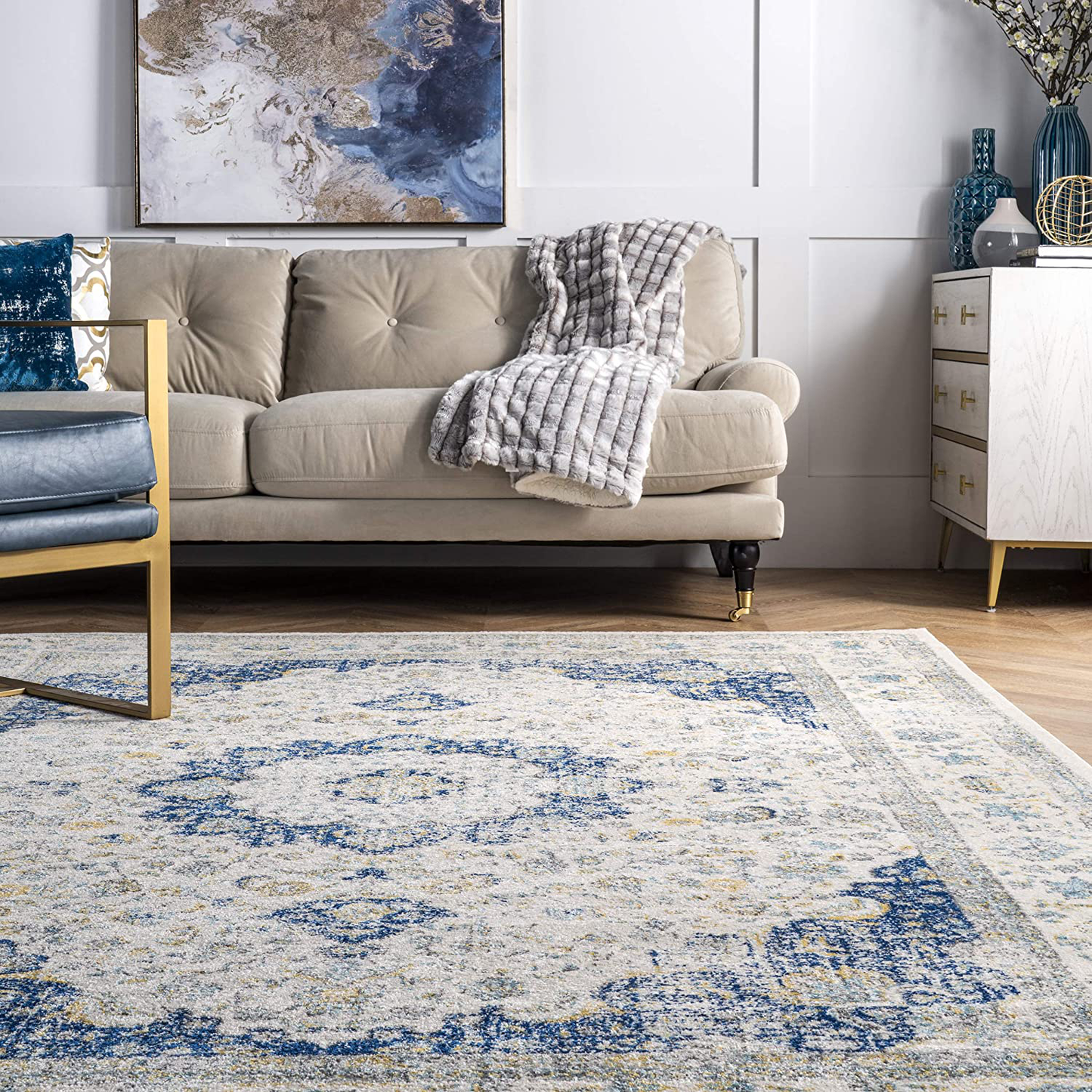 Skørter | nuLOOM Paisley Verona Vintage Persian Rug, 3' x 5' Oval, Blue