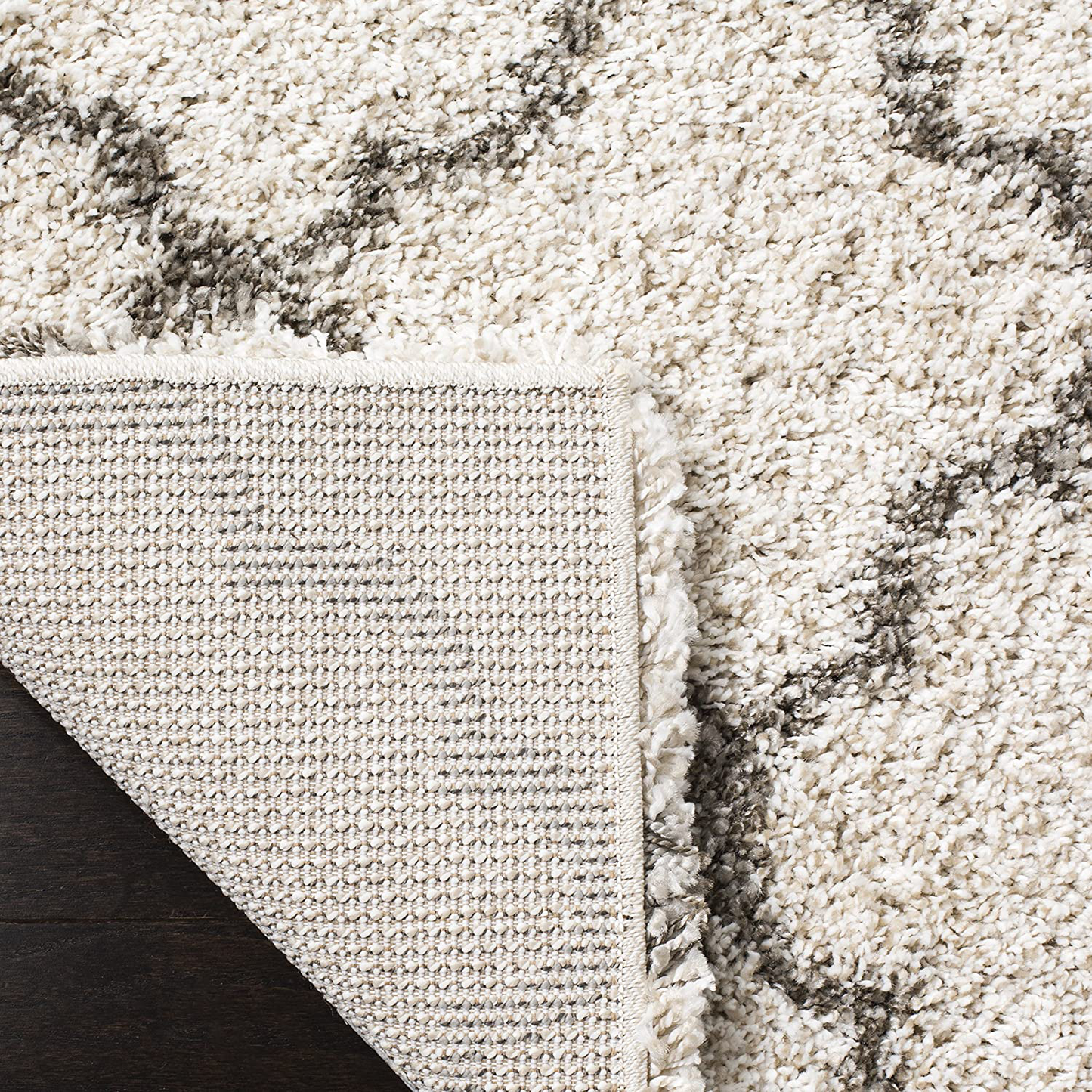 Skørter | SAFAVIEH Hudson Shag Collection SGH282L Moroccan Trellis Non-Shedding Living Room Bedroom Dining Room Hall Plus 2-inch Thickness Area Rug, 3' x 3' Square, Slate Blue / Ivory